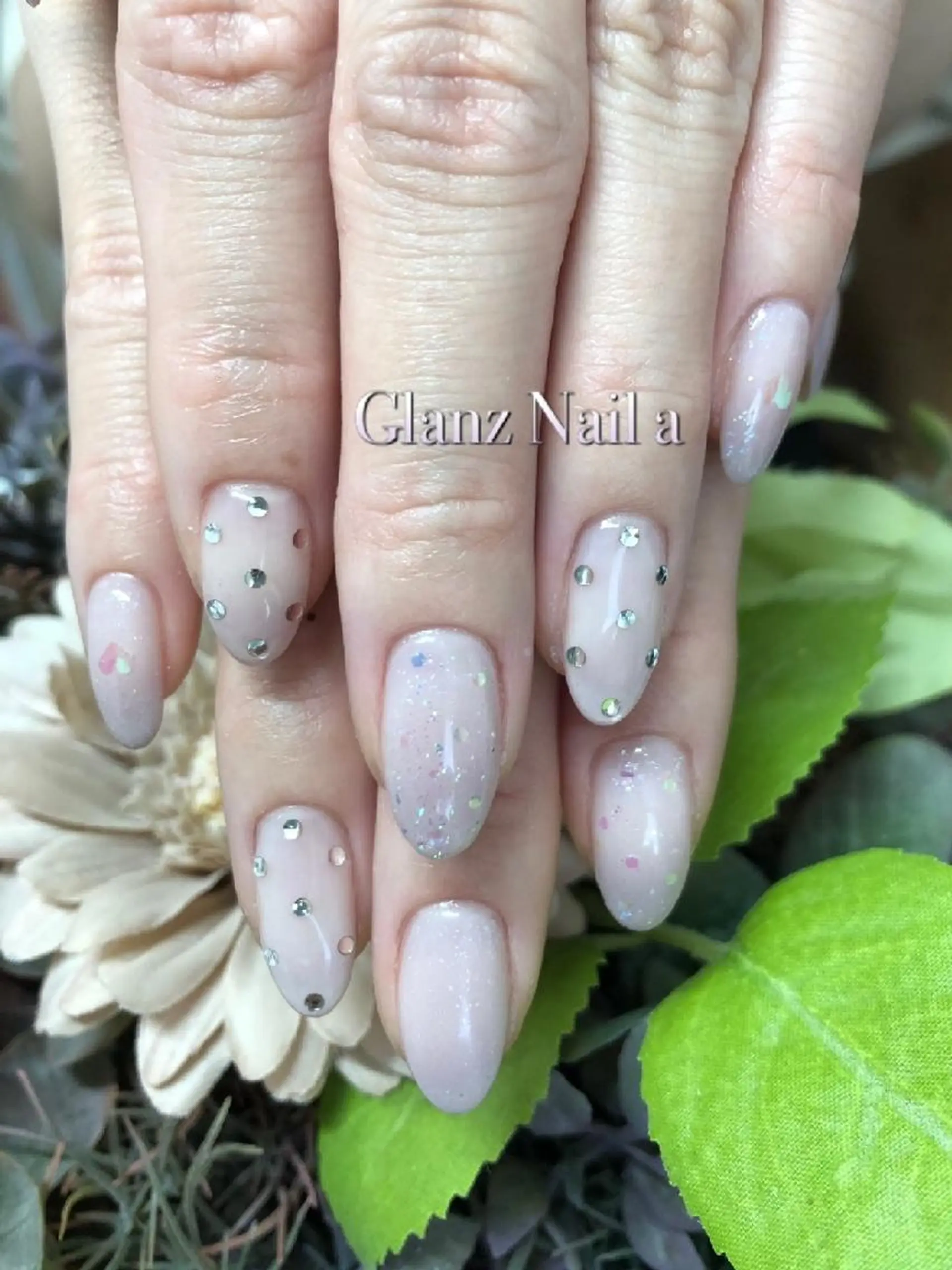 ネイル オーロラネイル ハート Glanz  Nail aのネイルデザイン
