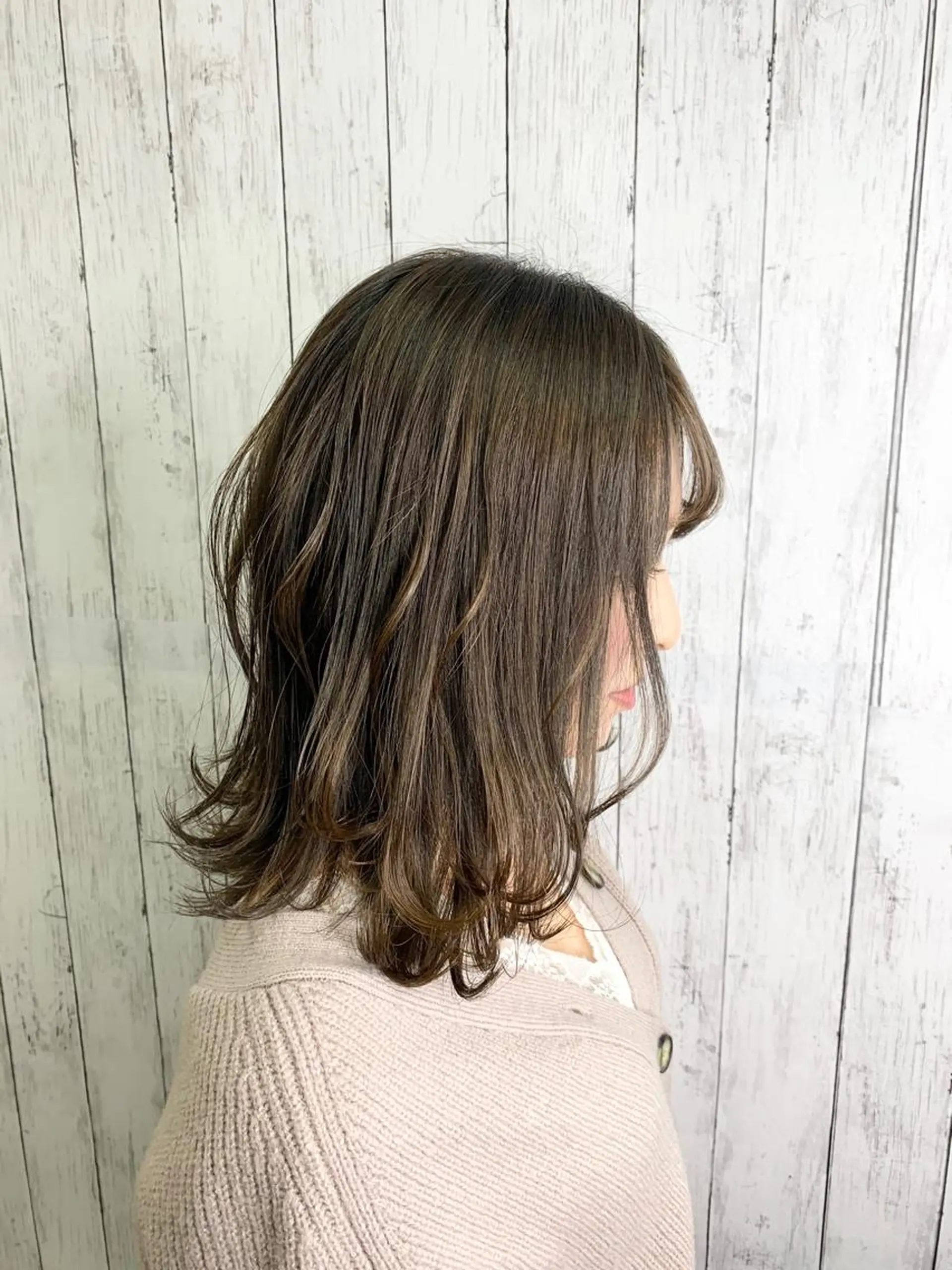 セミロング セミロングパーマ ハイライト 髪質改善 縮毛矯正 【清瀬】パサツキ 広がり改善川合剛史のヘアスタイル