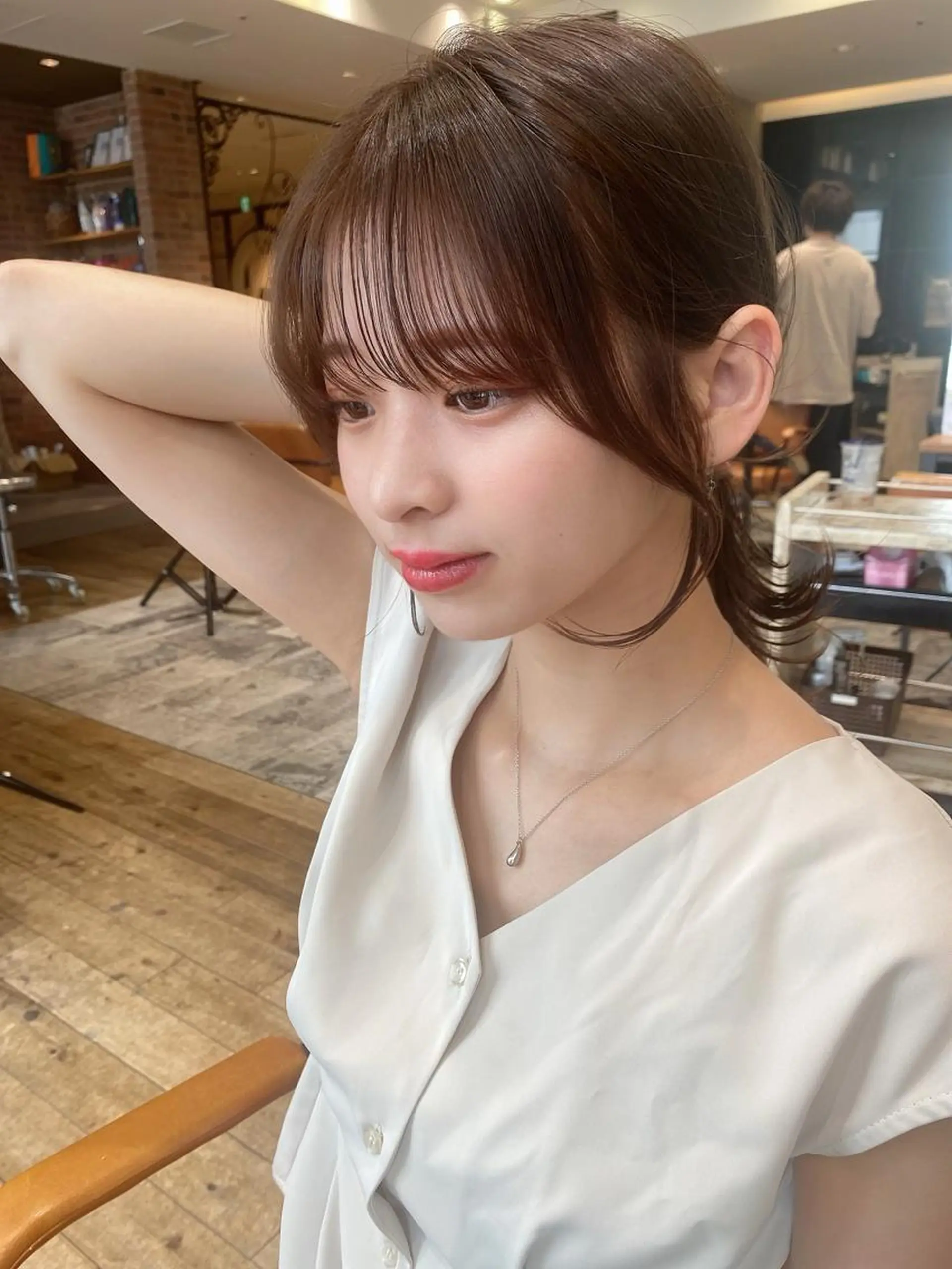 セミロング カラー ベージュカラー ブラウンカラー ブラウンベージュ くびれヘア 顔周りカット カット ヘアカラー トリートメント 顔周り/くびれヘア 韓国ヘア💕風間るなのヘアスタイル