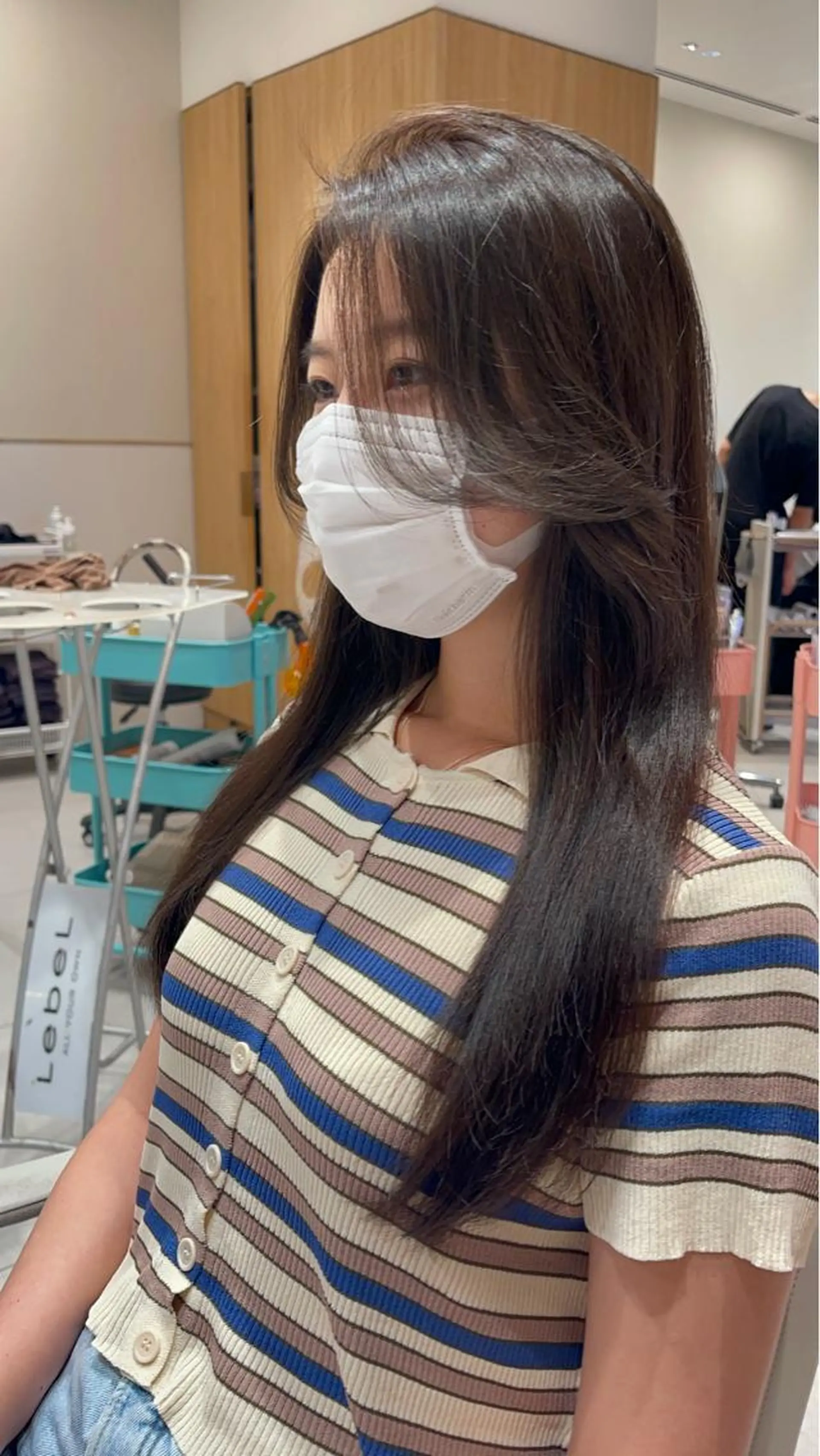 セミロング カラー アッシュ ベージュカラー 黒髪 ブリーチ ブルーカラー 顔周り特化/韓国ヘア /レイヤー/吉野幸大のヘアスタイル