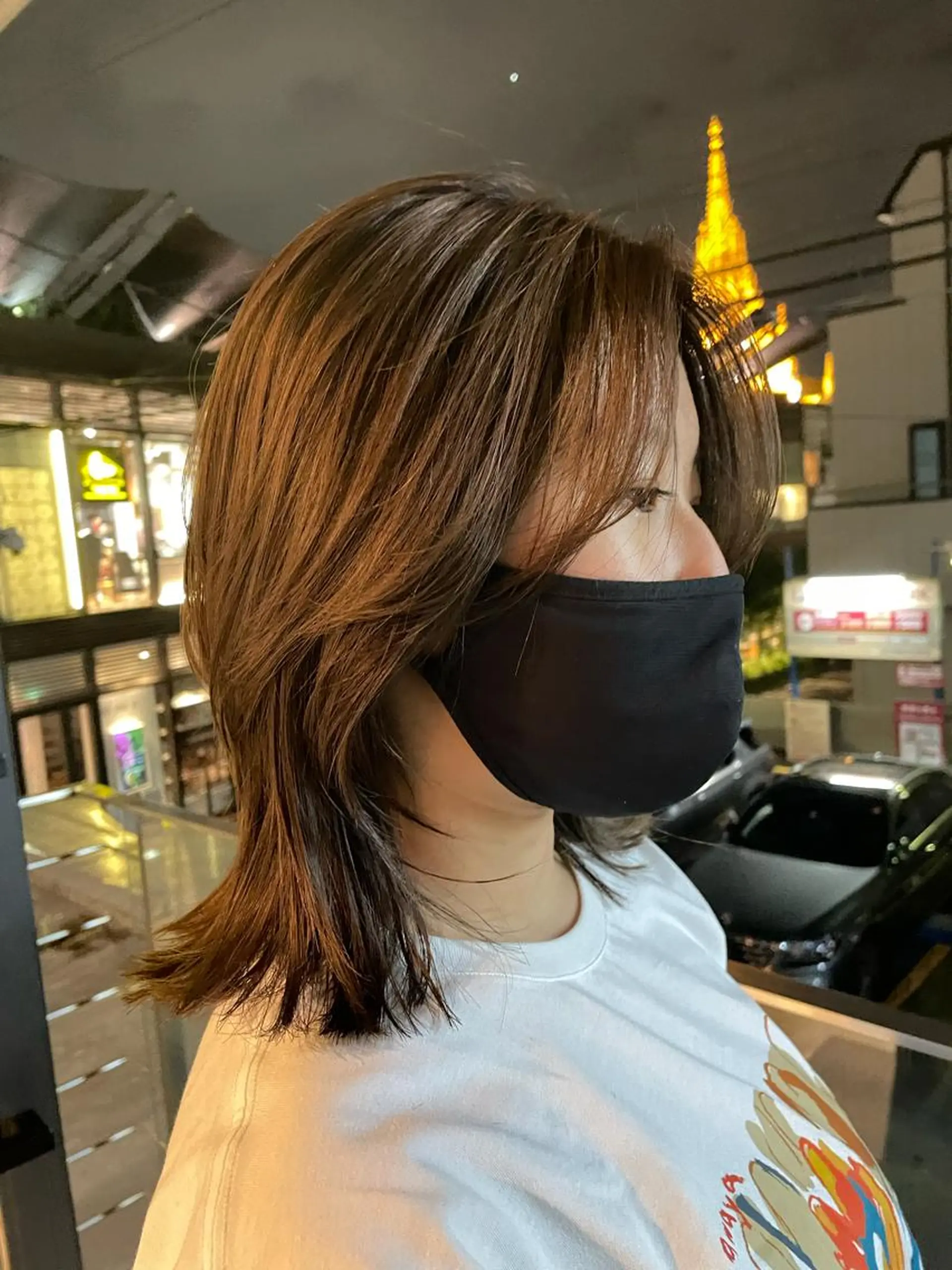 ミディアム カラー ヘアアレンジ 顔周りカット GO TODAY  シェアサロン札幌店所属・kana .のヘアスタイル