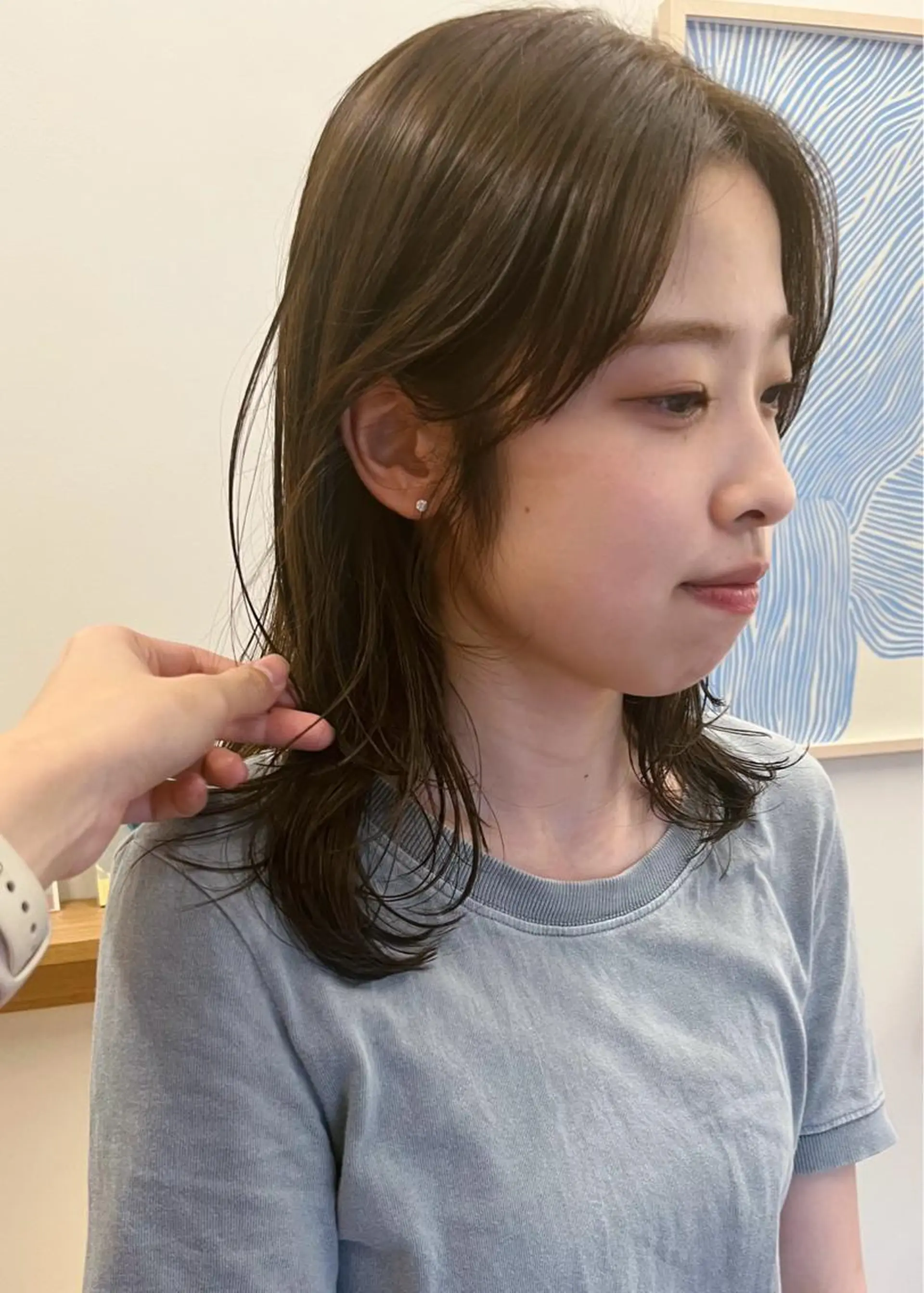 ミディアム カラー ベージュカラー オリーブベージュ トリートメント 西山 紗耶香🪽 透明感カラー/ボブのヘアスタイル