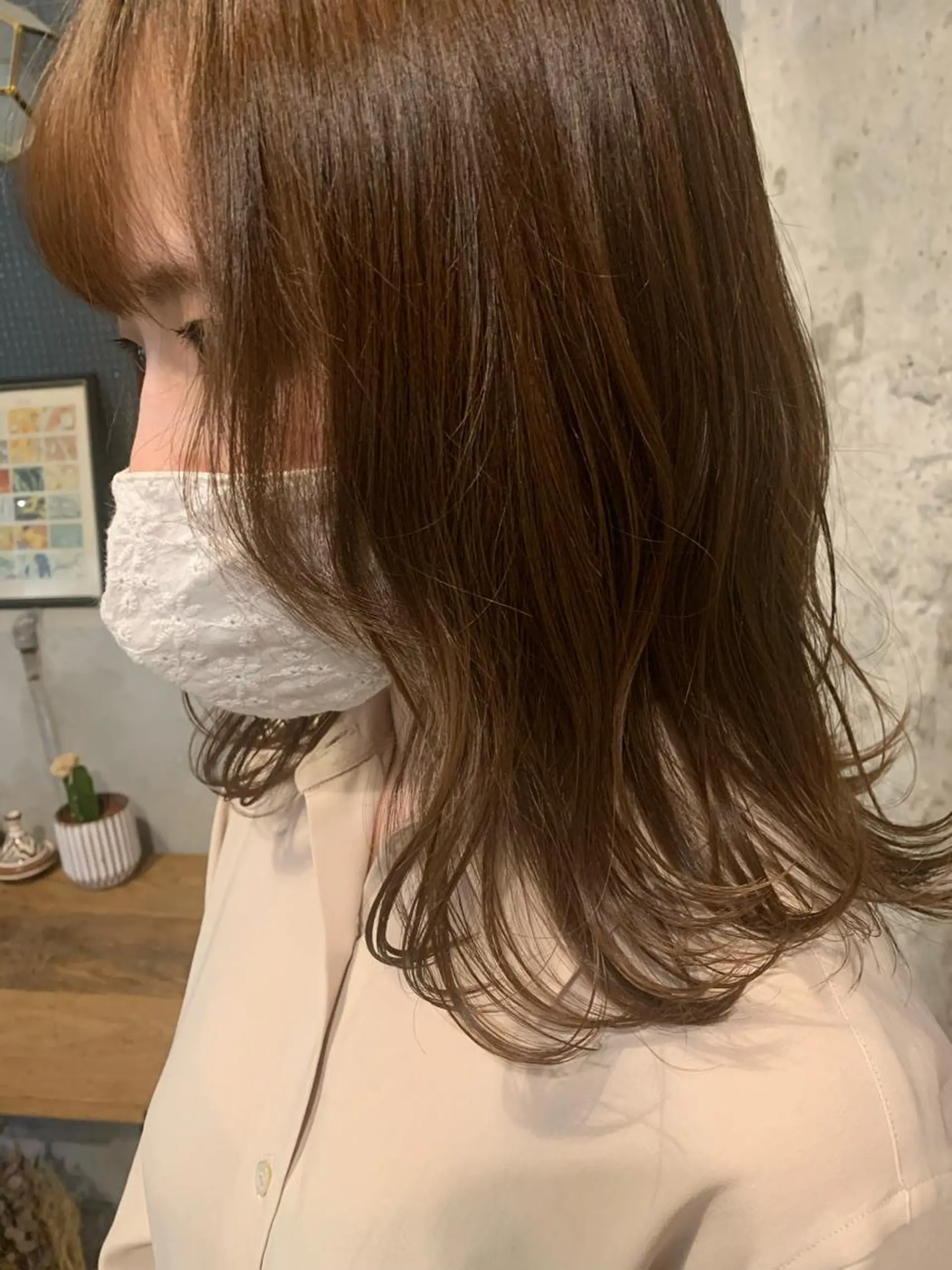 ミディアム Asti blanche所属・ブリーチなしWカラー /地毛風/小林凪沙のヘアスタイル