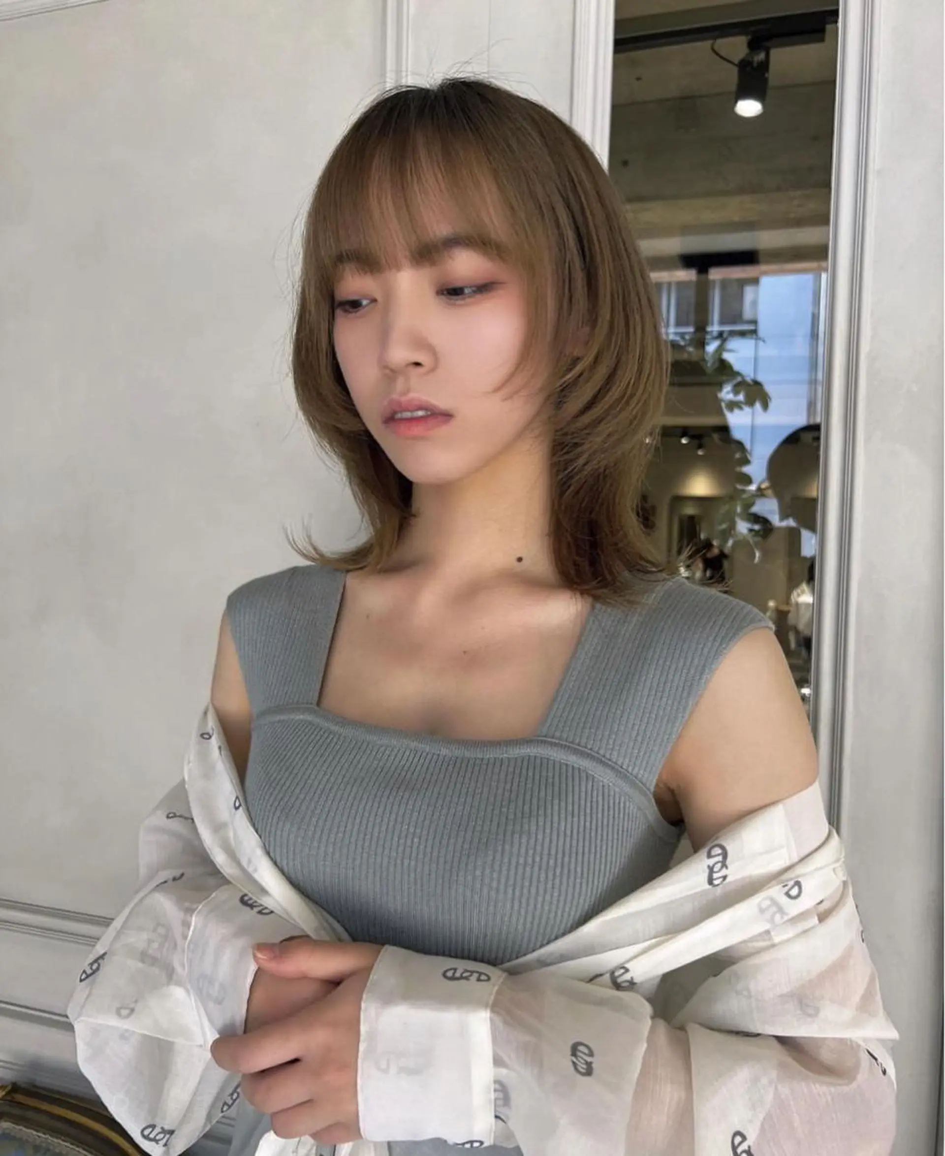 ミディアム ウルフカット カット 梅原 大和のヘアスタイル