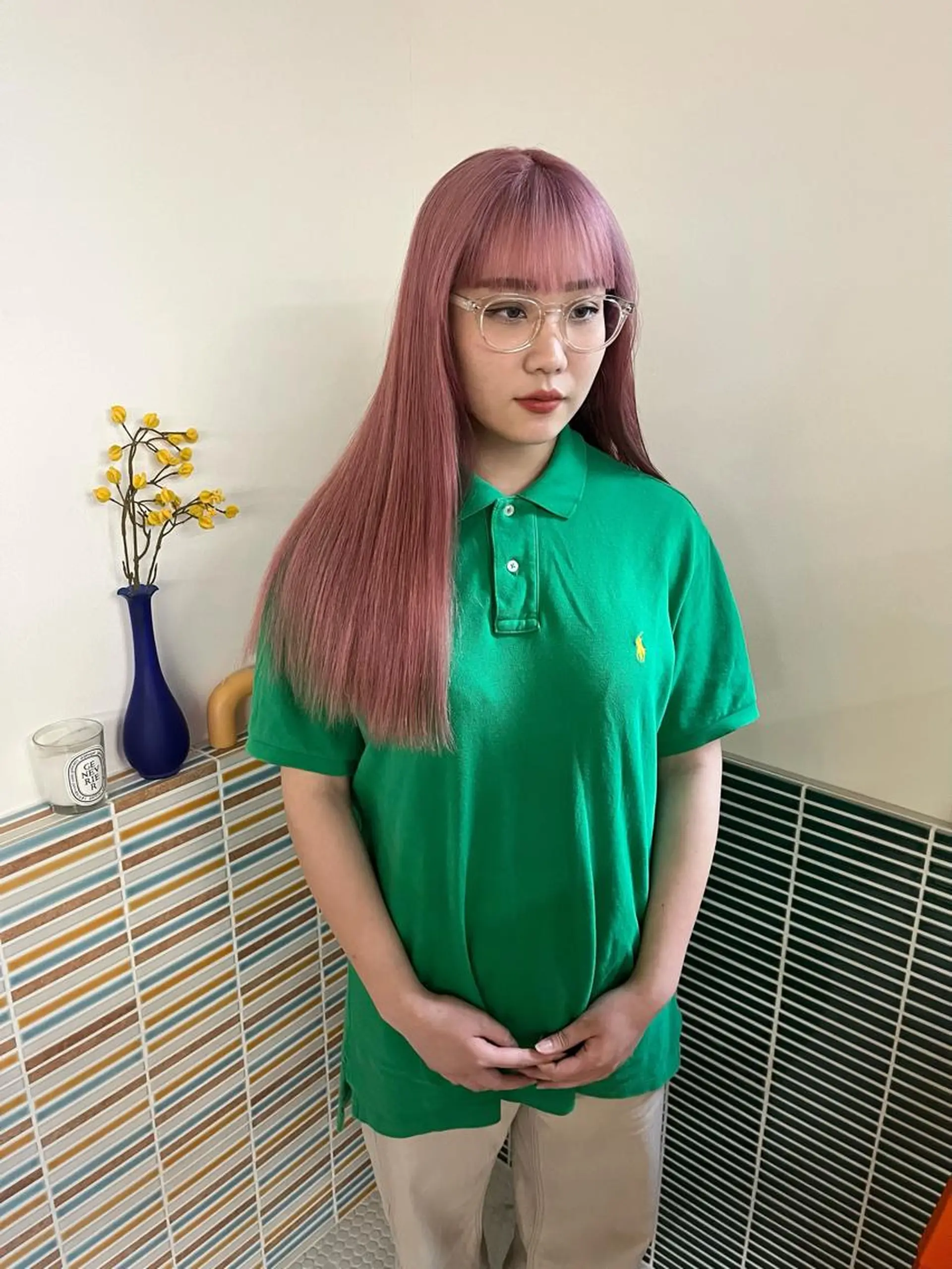 ロング カラー ベージュカラー ブリーチ ピンクカラー ピンクベージュ ヘアカラー トリートメント 🩷ハイトーン透明感 レイヤー🩷ユリカのヘアスタイル