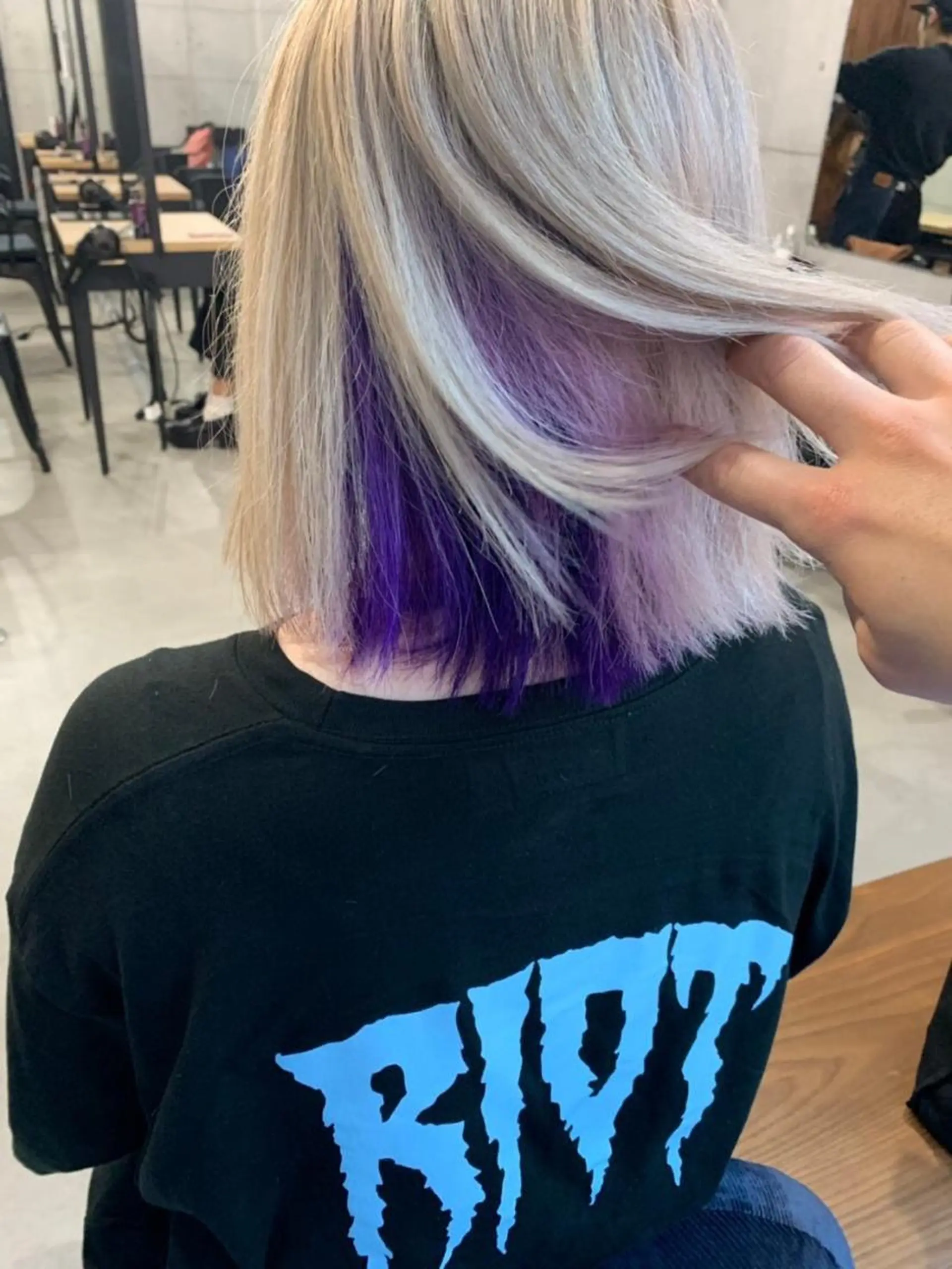 ミディアム カラー ヘアアレンジ キッズ アディクシーカラー バレイヤージュ ミストバング ベージュカラー 黒髪 カラー特化サロン梅田 Eir茶屋町/山下のヘアスタイル
