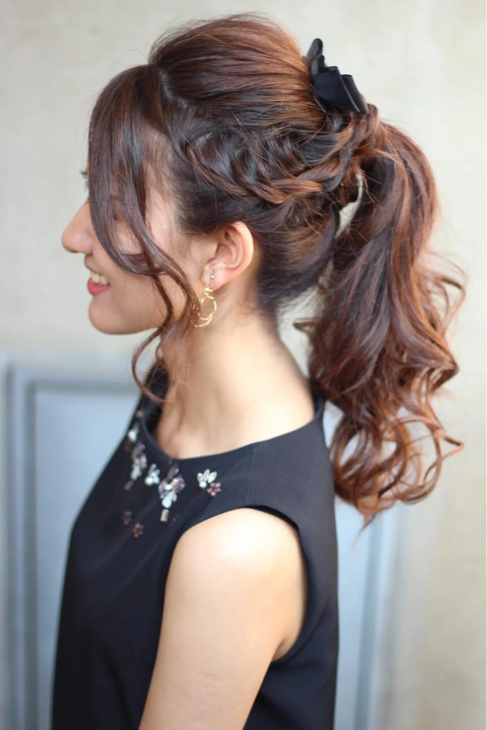 ロング カラー パーマ ヘアアレンジ ポニーテール ヘアセット 成松 勇治のヘアスタイル