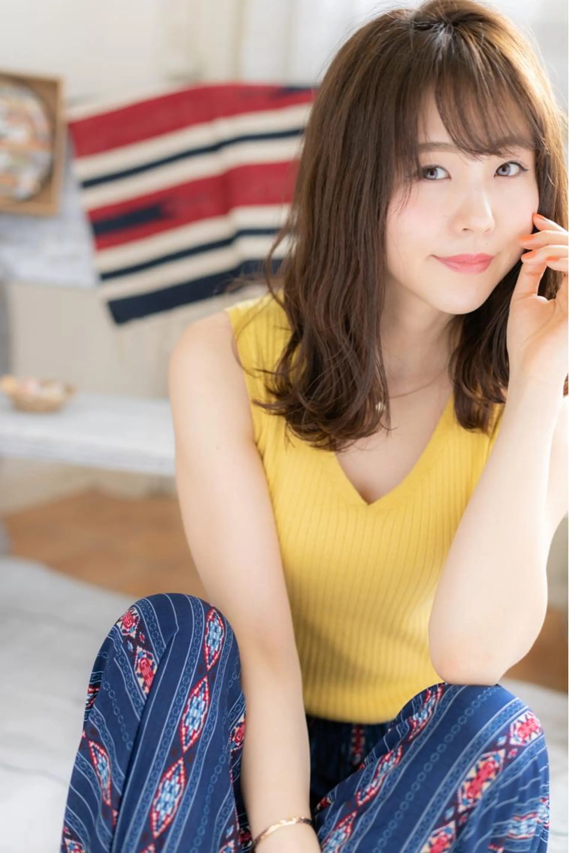 セミロング カラー パーマ ヘアアレンジ ベリショディレクター 小野 健太郎のヘアスタイル