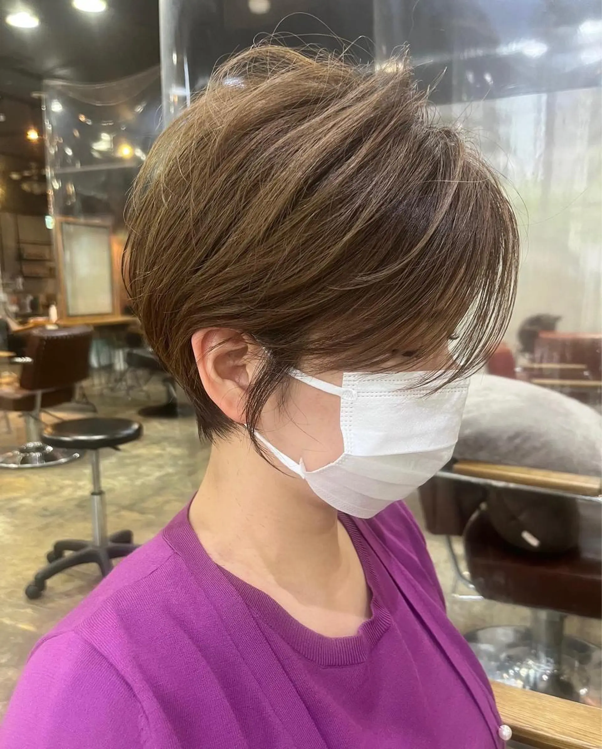 ショート カラー パーマ ヘアアレンジ キッズ ネイル マツエク・マツパ アイブロウ ショートボブ 丸みショート ボブ 学生 ショートヘア 髪質改善✨ハツメイ オグ✂️のヘアスタイル