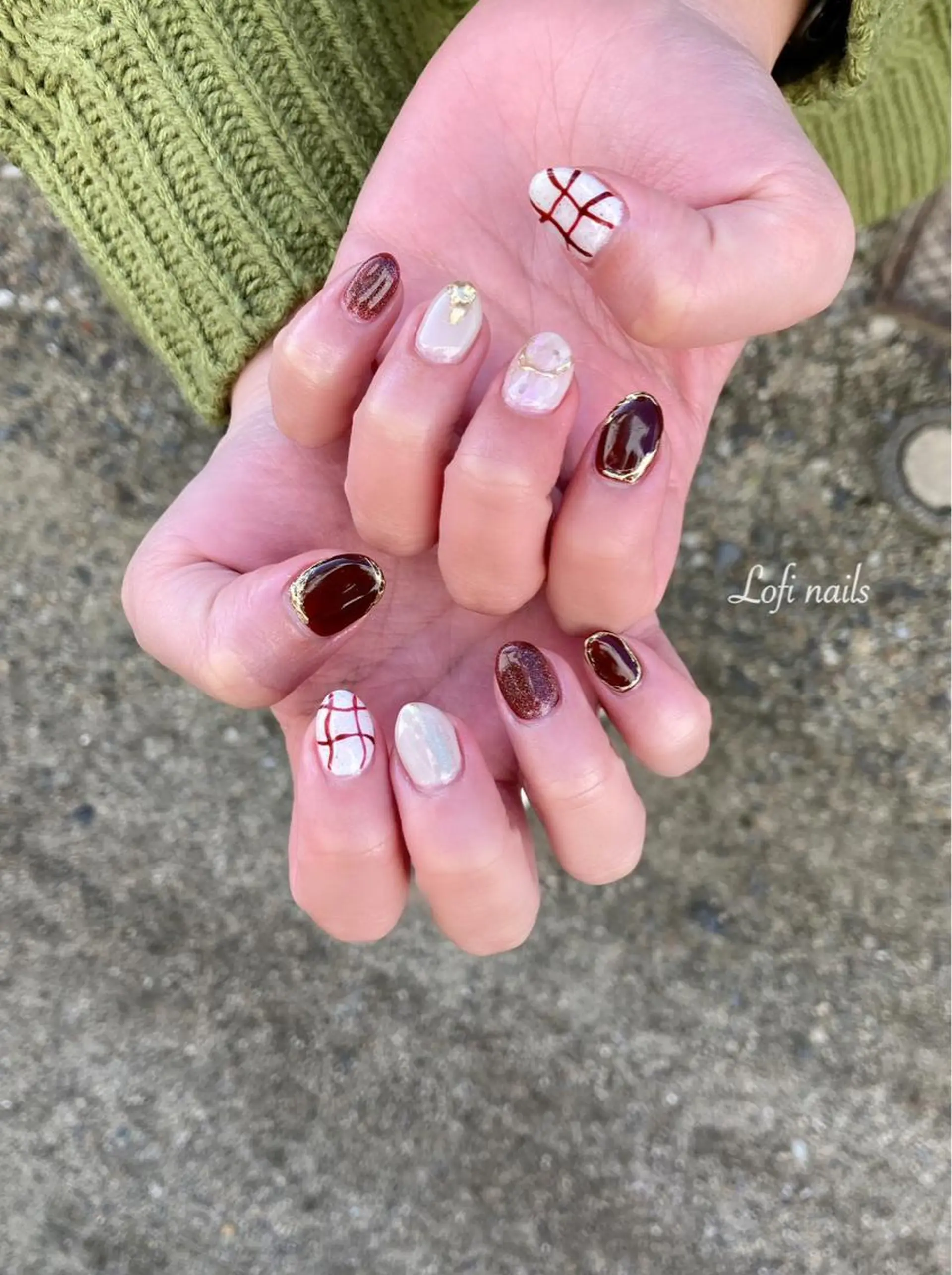 ショート ネイル ボルドー Lofi nails ゆきこのネイルデザイン