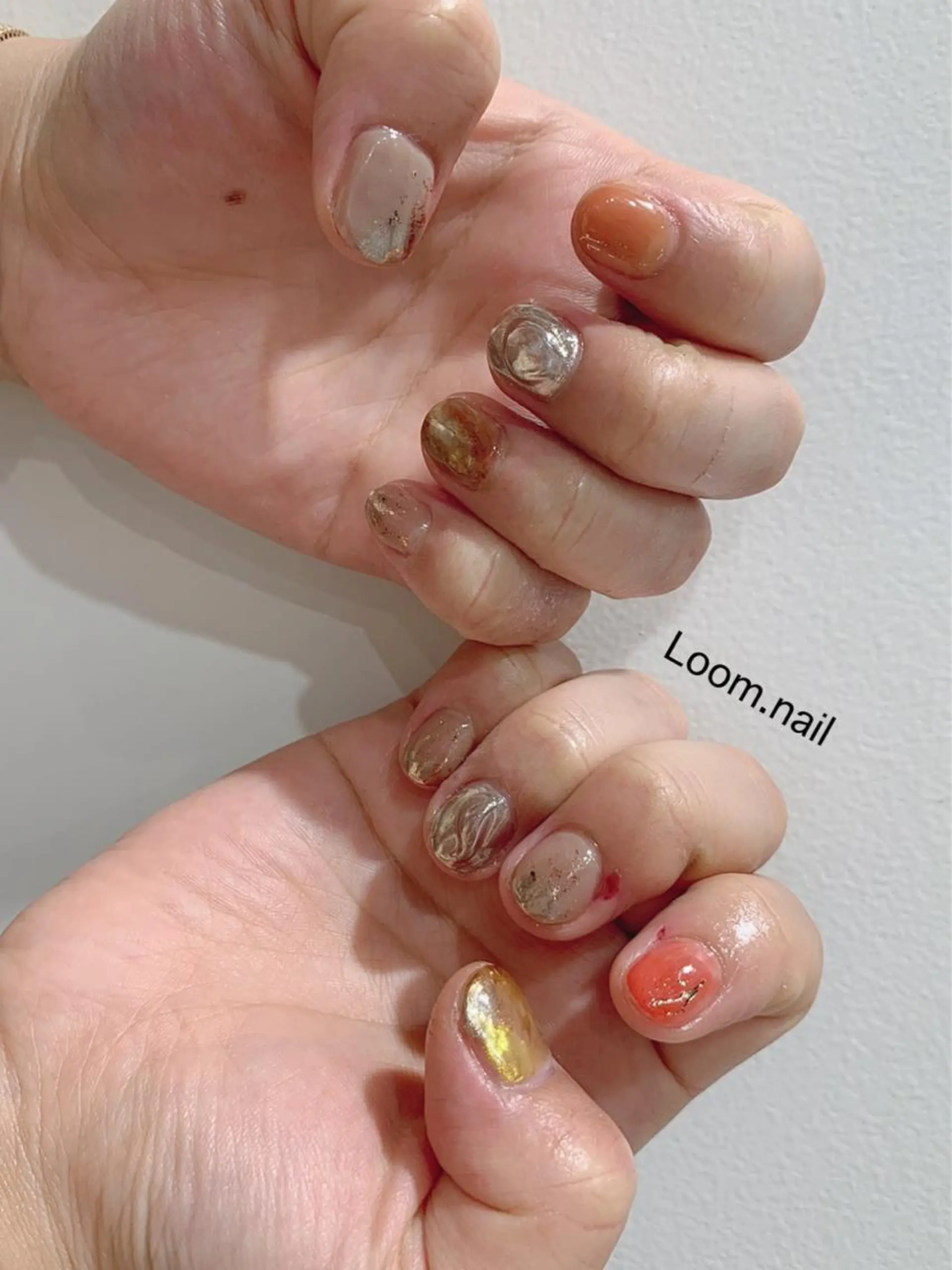 ネイル ニュアンスネイル オレンジ Loom所属・hrd manamiのネイルデザイン