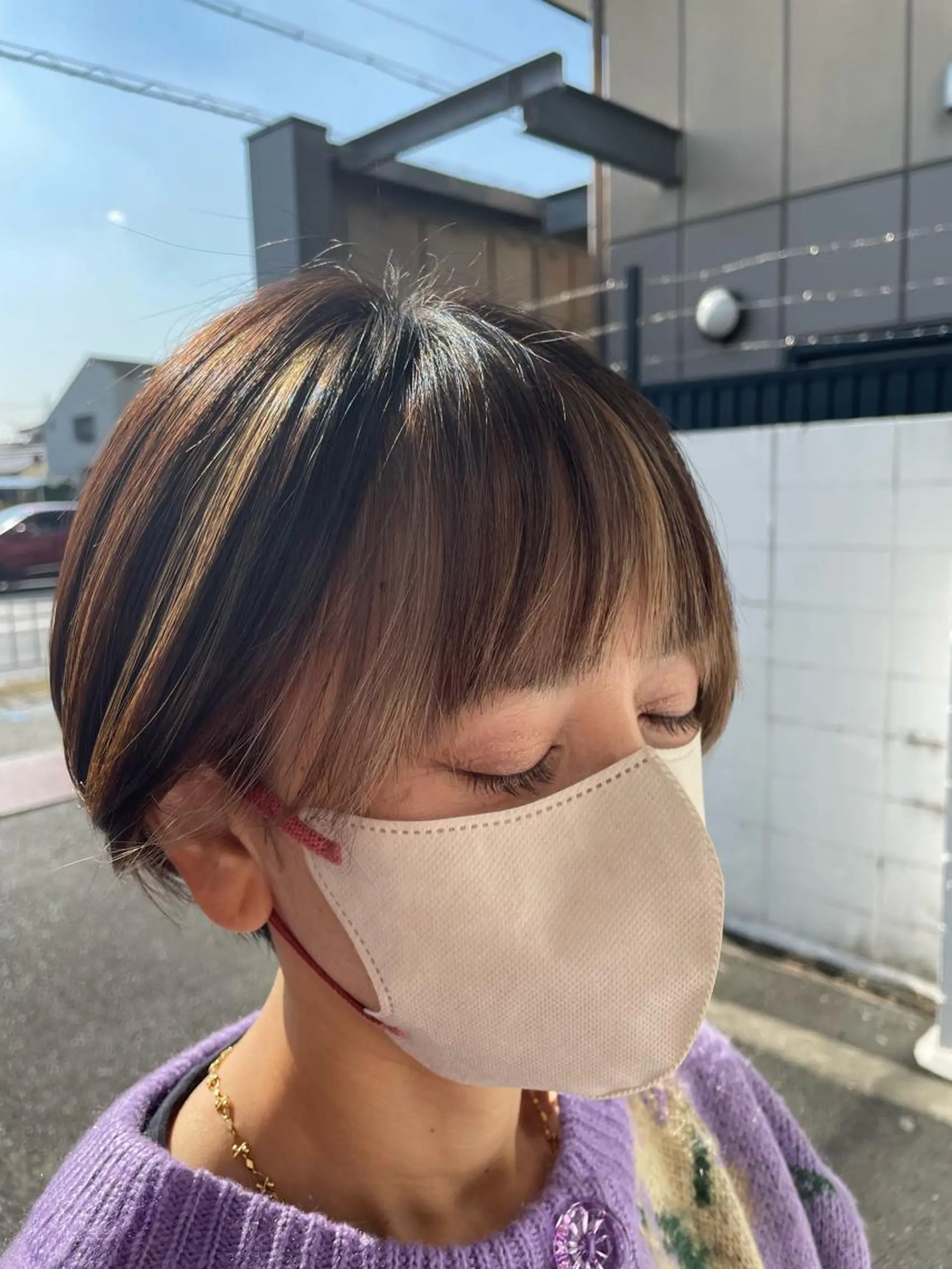 ショート カラー ハイライトカラー ハイライト 美容室 Jフィドルファドル所属・わきた かずなのヘアスタイル