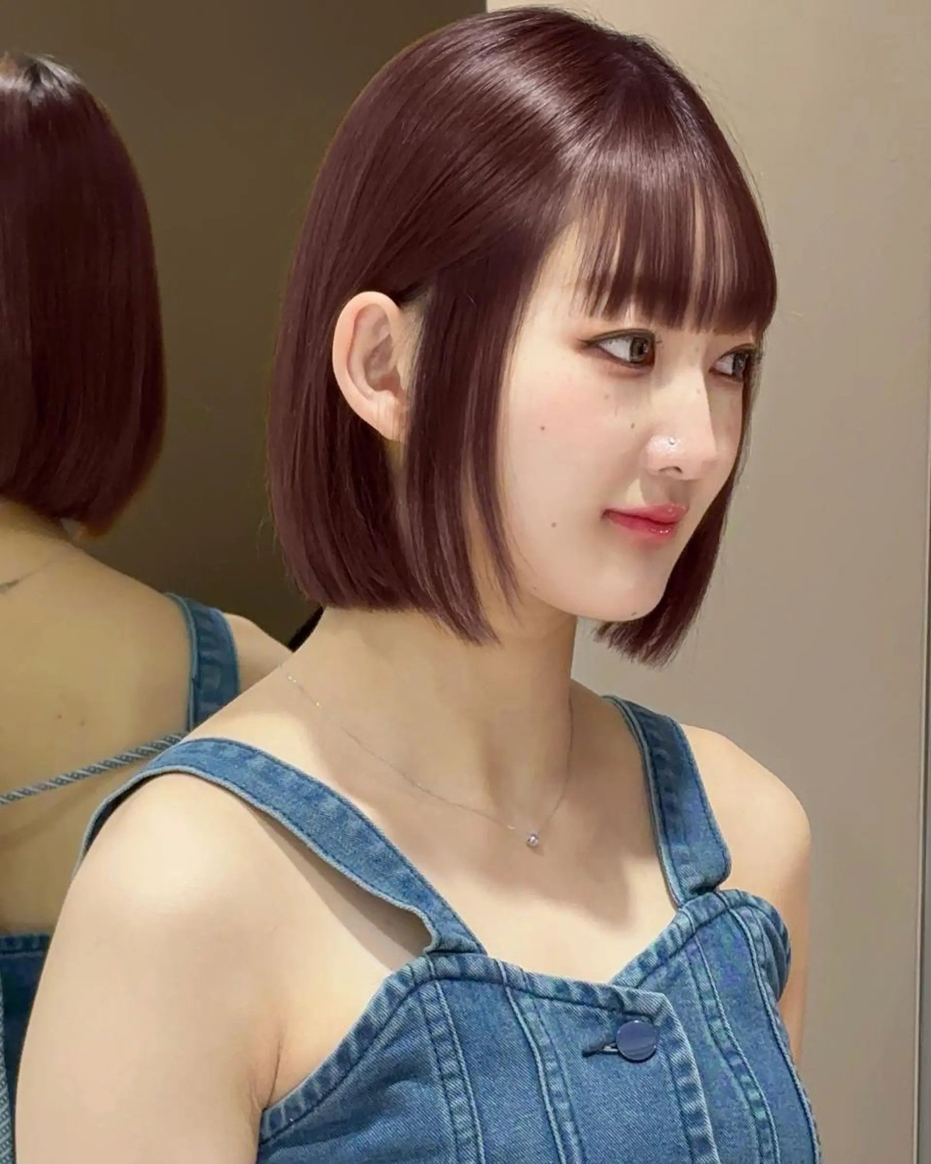 ミディアム カット ヘアカラー トリートメント ロンドガーネット /髪質改善/レイヤーのヘアスタイル