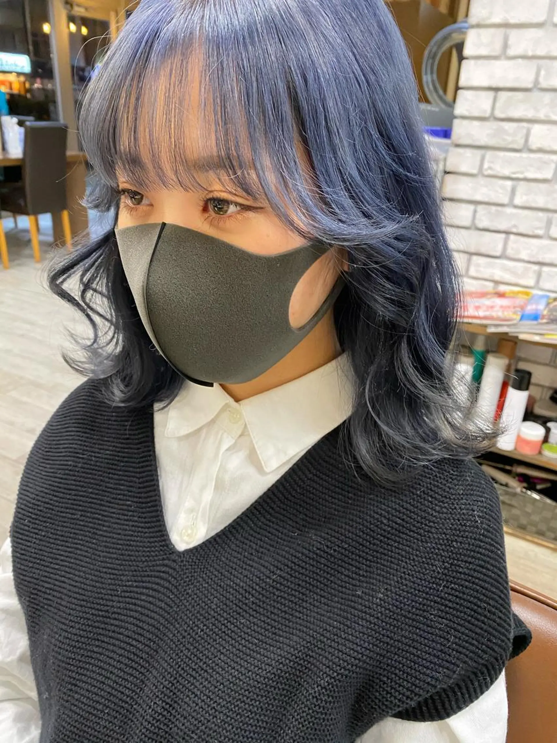 ミディアム カラー ブルーカラー ｲﾁｶﾜ ﾐｵ/ minim hairのヘアスタイル