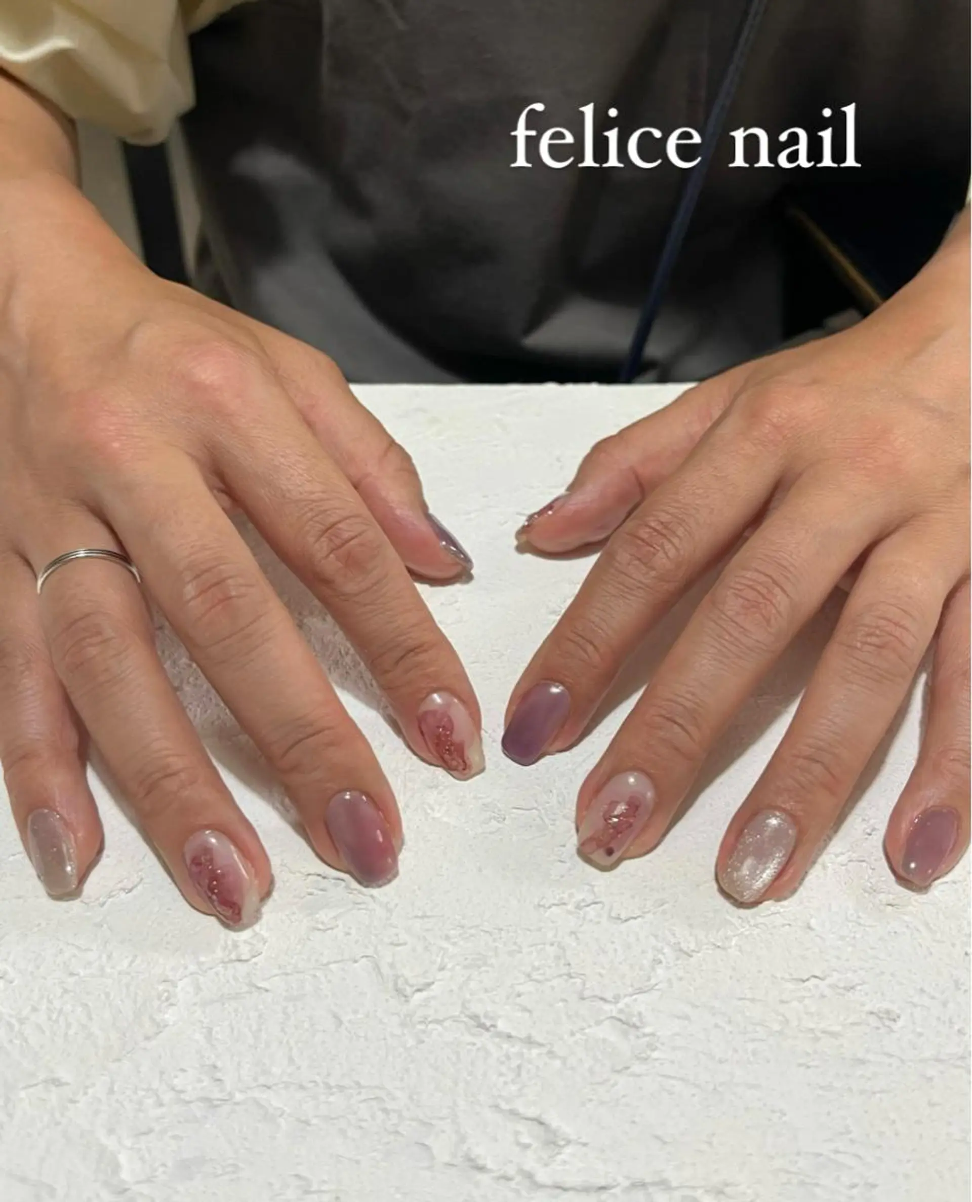 ネイル ジェルネイル マグネットネイル ニュアンスネイル オフィスネイル パラジェル felice nailのネイルデザイン