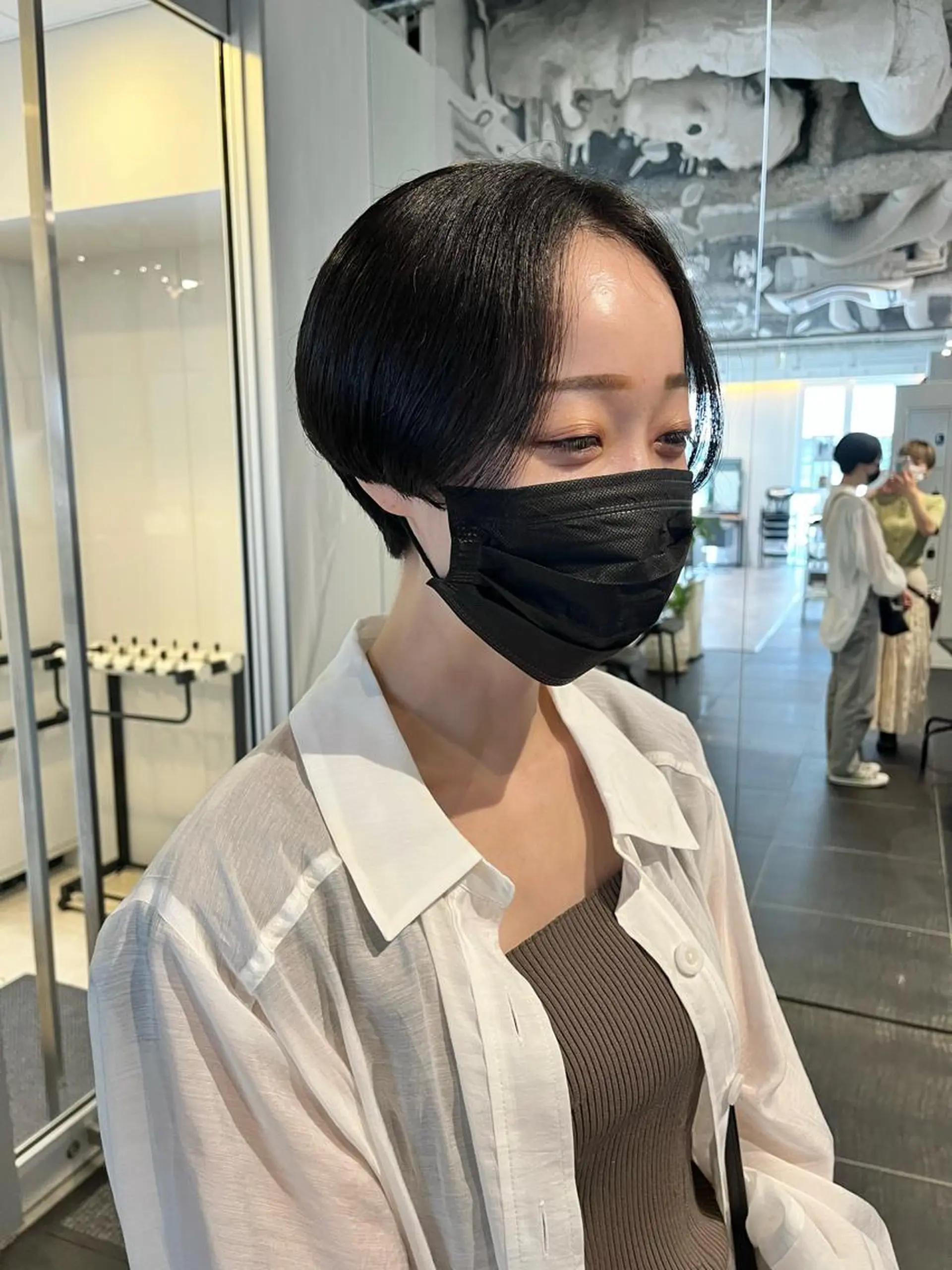 ショート カラー ショートボブ ハンサムショート 黒髪 ブルーカラー ブルーブラック カット ヘアカラー ショート/パーマ/ カラー/FUKOのヘアスタイル