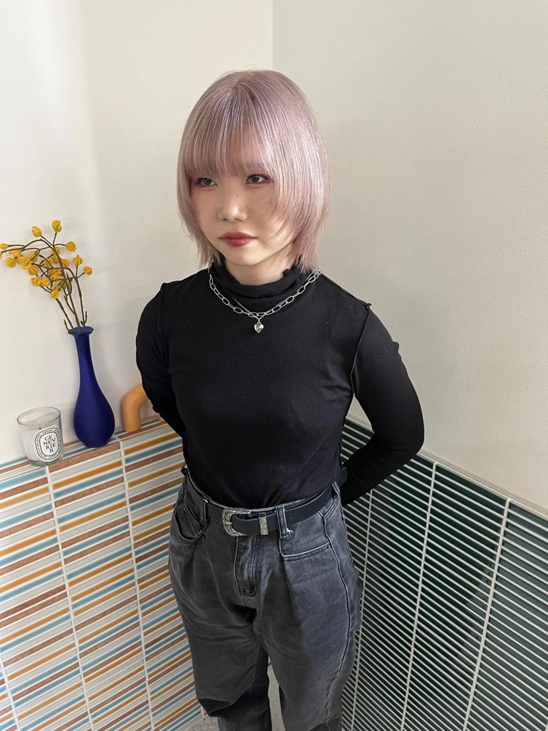 ミディアム カラー ブリーチ ヘアカラー トリートメント 🩷ハイトーン透明感 レイヤー🩷ユリカのヘアスタイル