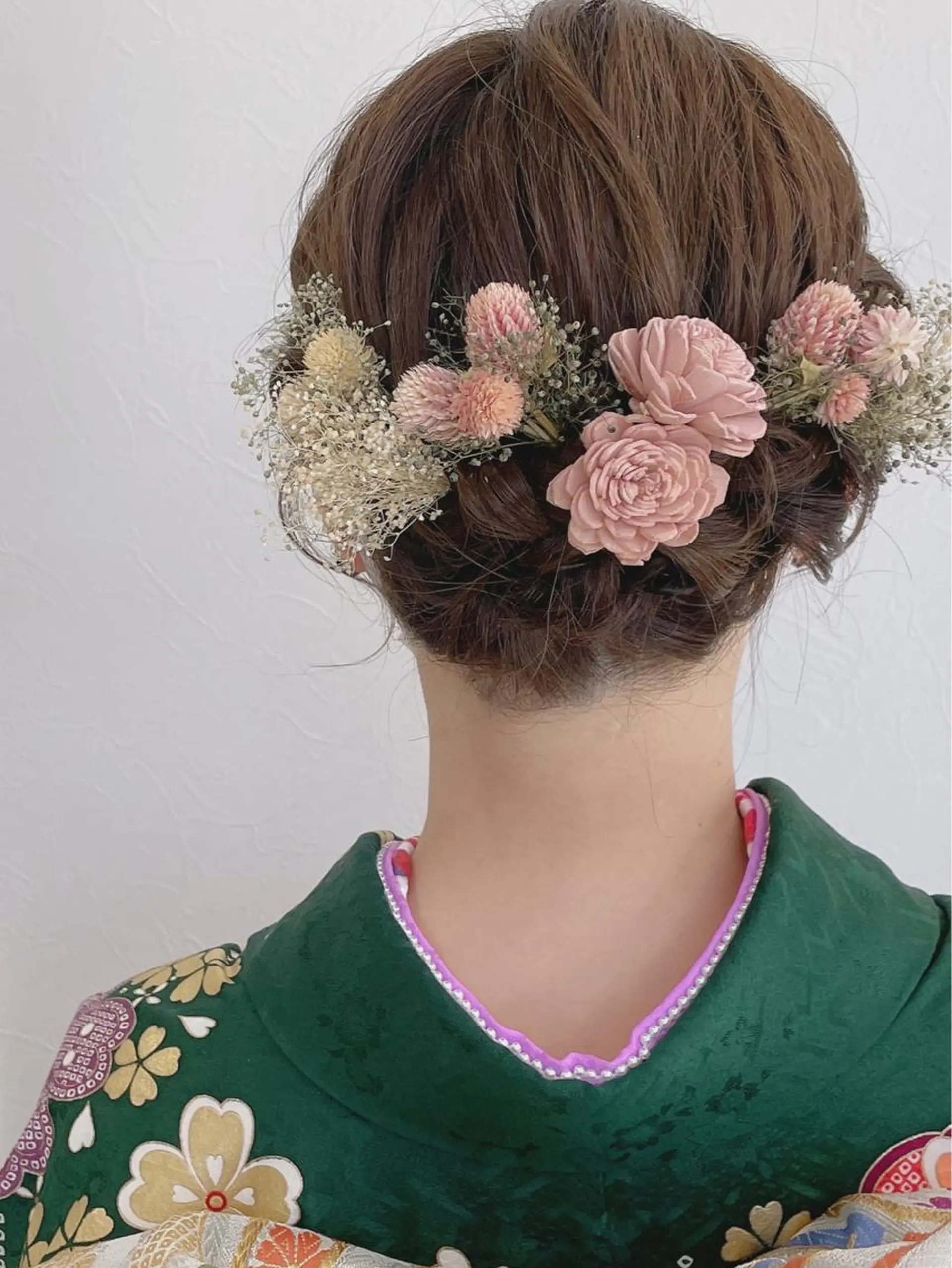 ミディアム ヘアアレンジ 結婚式・ブライダル 髪飾り ヘアセット milk所属・キノシタ マユのヘアスタイル