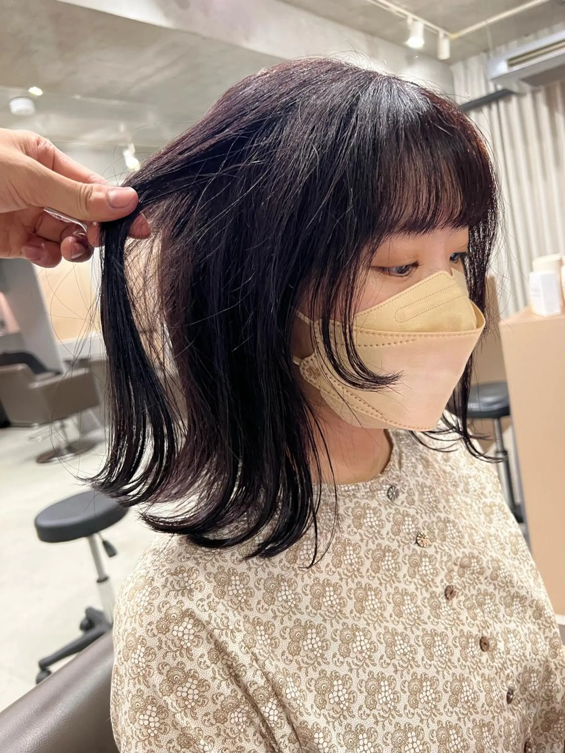 ミディアム カラー ボブパーマコテ巻き風 パーマNo1深江秀平のヘアスタイル