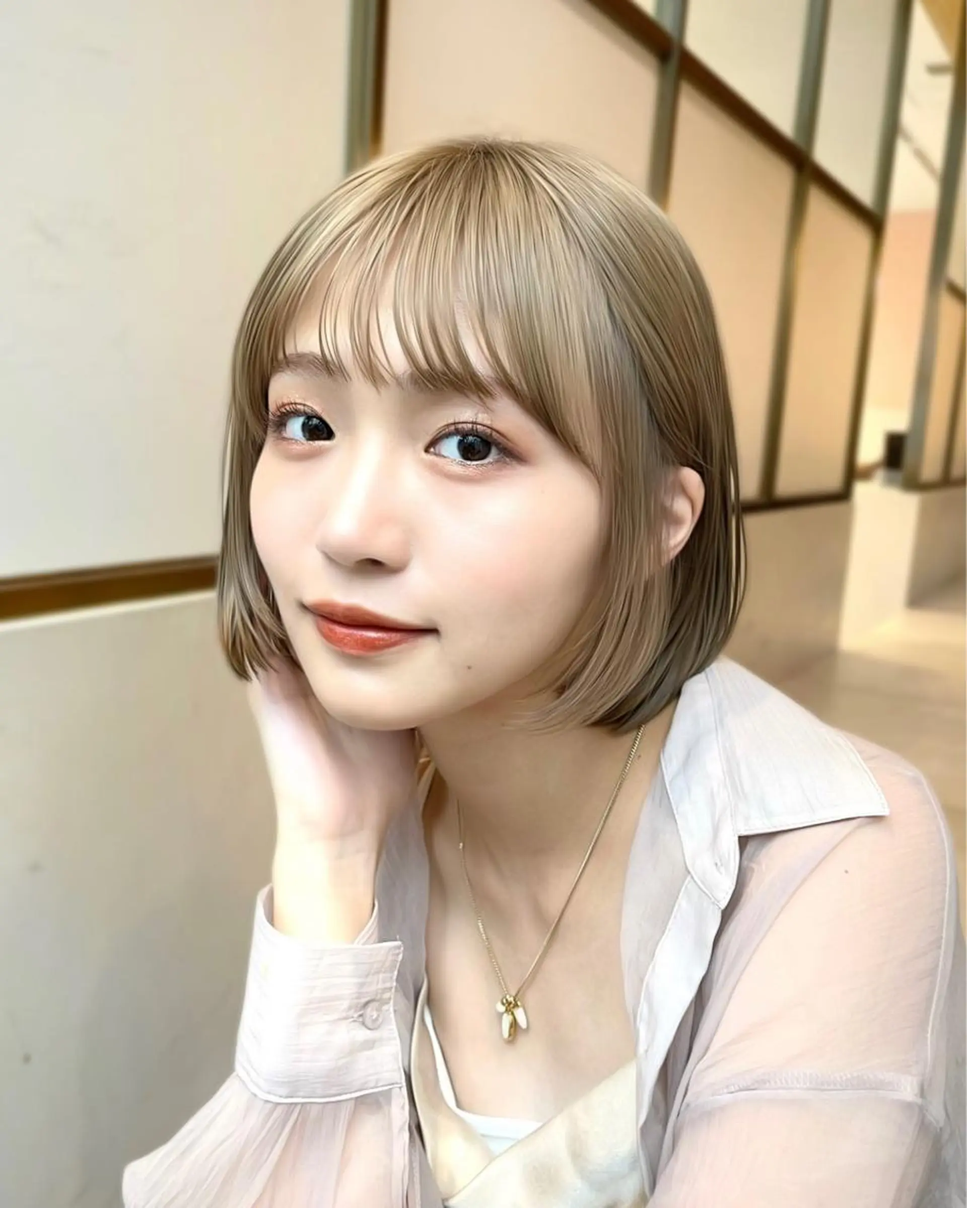 ショート カラー パーマ ヘアアレンジ ベージュカラー ブリーチ ケアブリーチ 透明感カラー ダブルカラー レイヤーカット/ボブ /縮毛矯正✨大輝のヘアスタイル