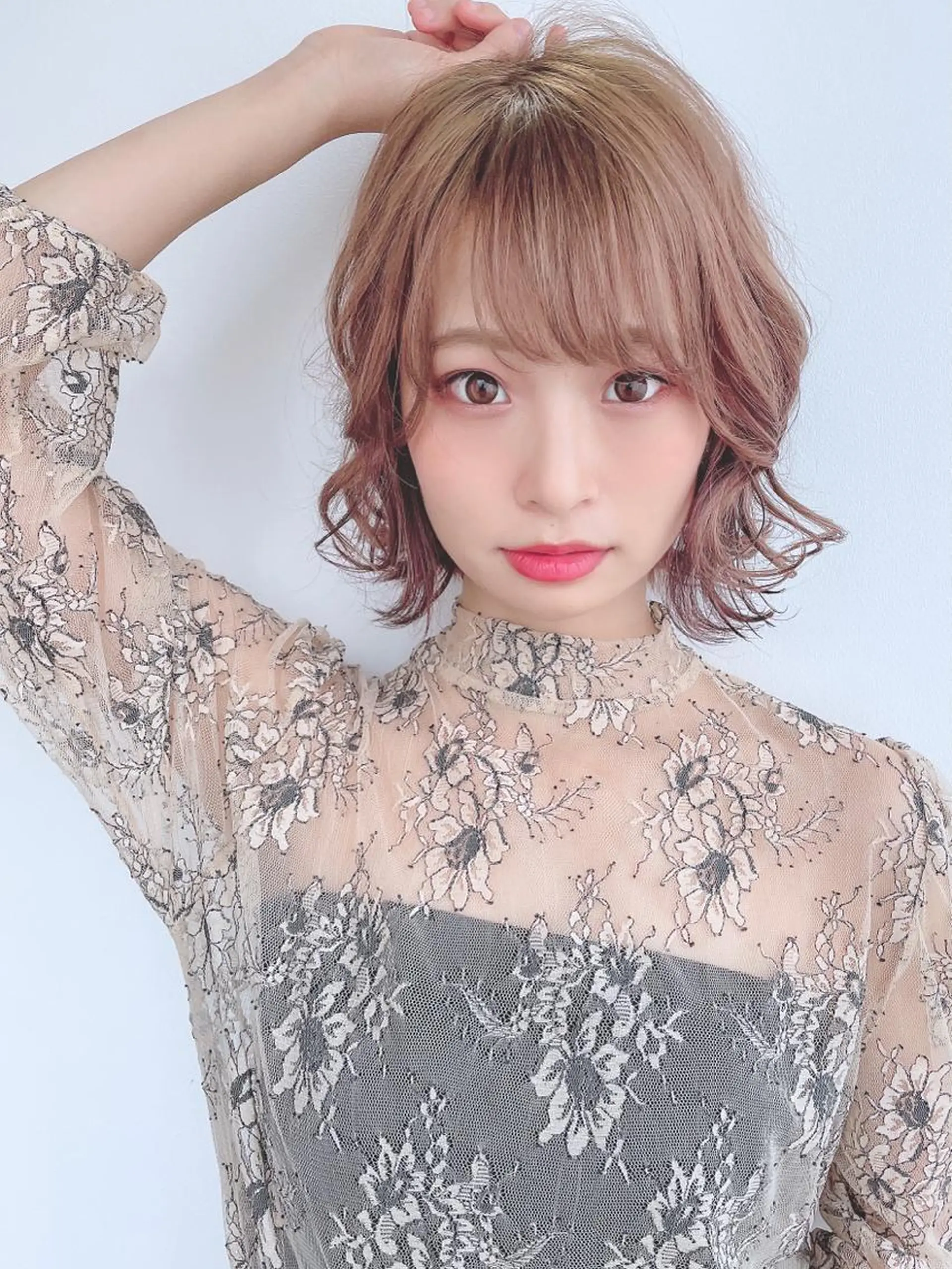 ミディアム カラー パーマ ヘアアレンジ 美髪矯正 Rioのヘアスタイル