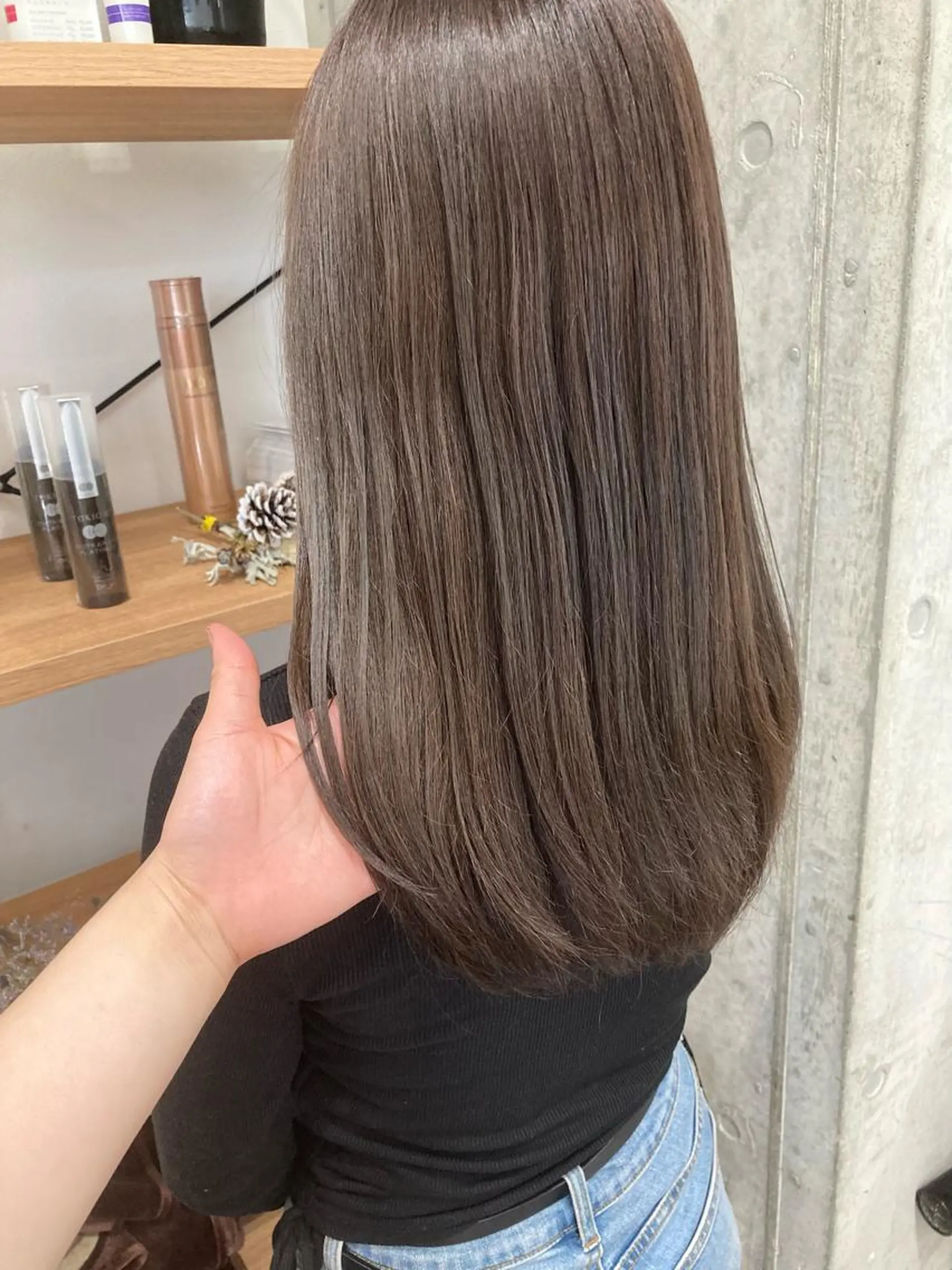 セミロング ヘアカラー トリートメント ✨色持ちの良い艶 カラー✨蟹江真世のヘアスタイル