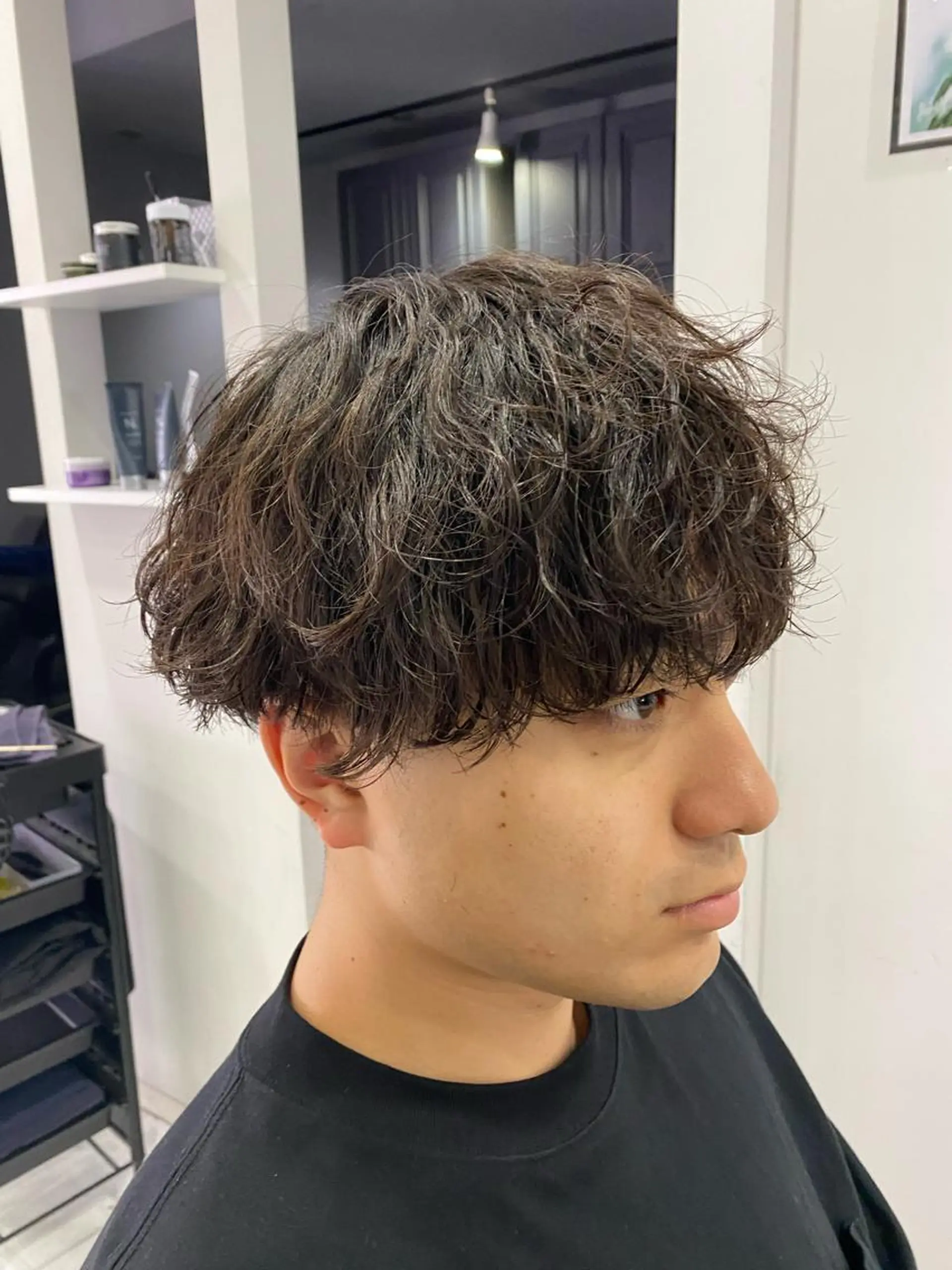 ミディアム パーマ メンズ カット パーマ 🟣メンズパーマ 川端 永遠🟣のヘアスタイル