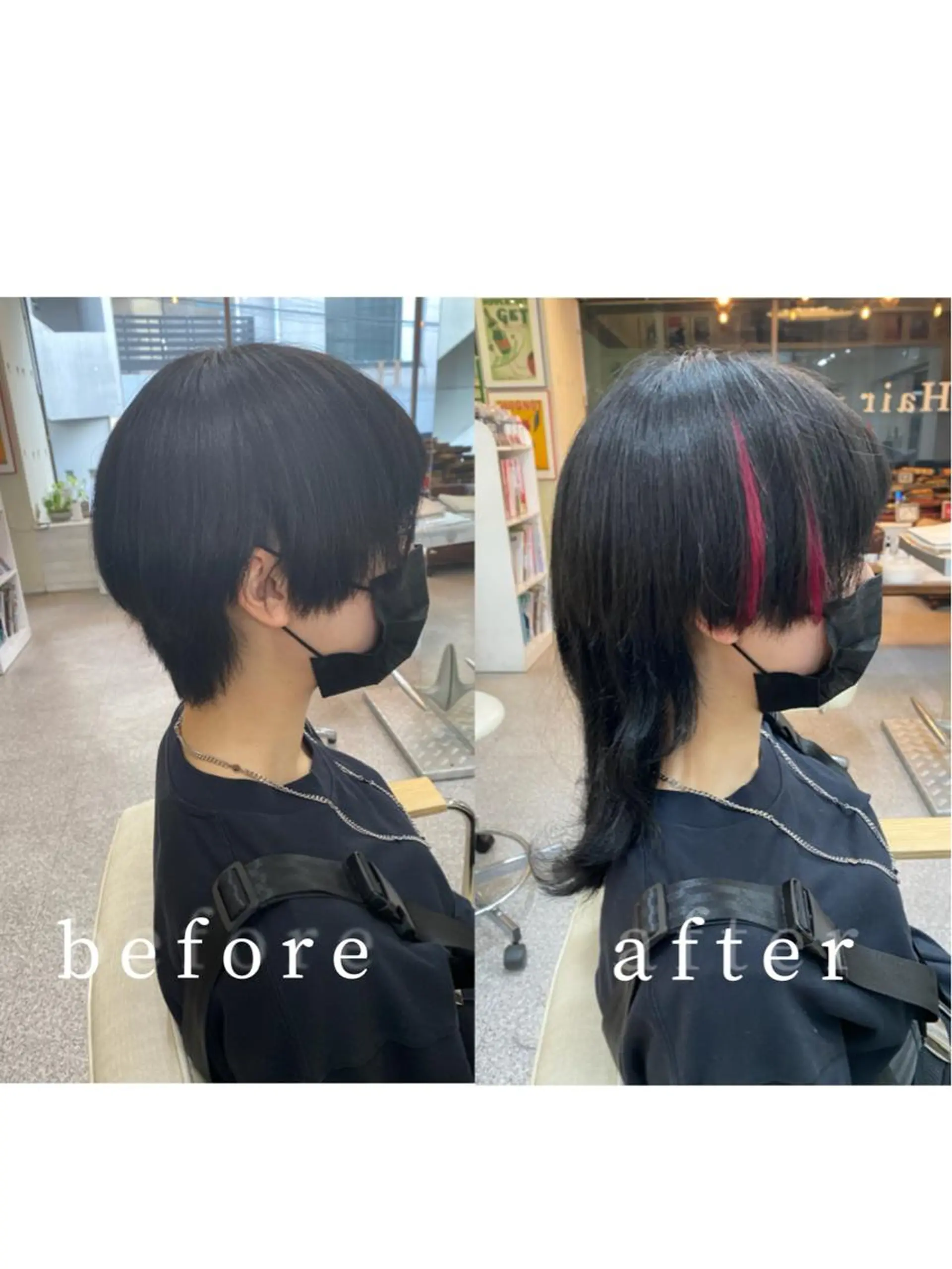 ショート カラー カット エクステ レイヤーウルフ エクステ磯部のヘアスタイル