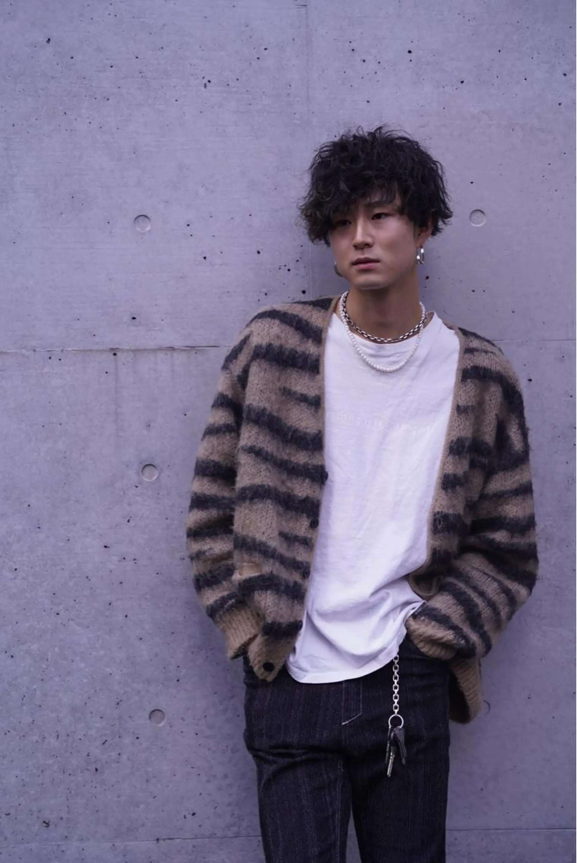 ミディアム パーマ メンズ 津田 祐岐のヘアスタイル