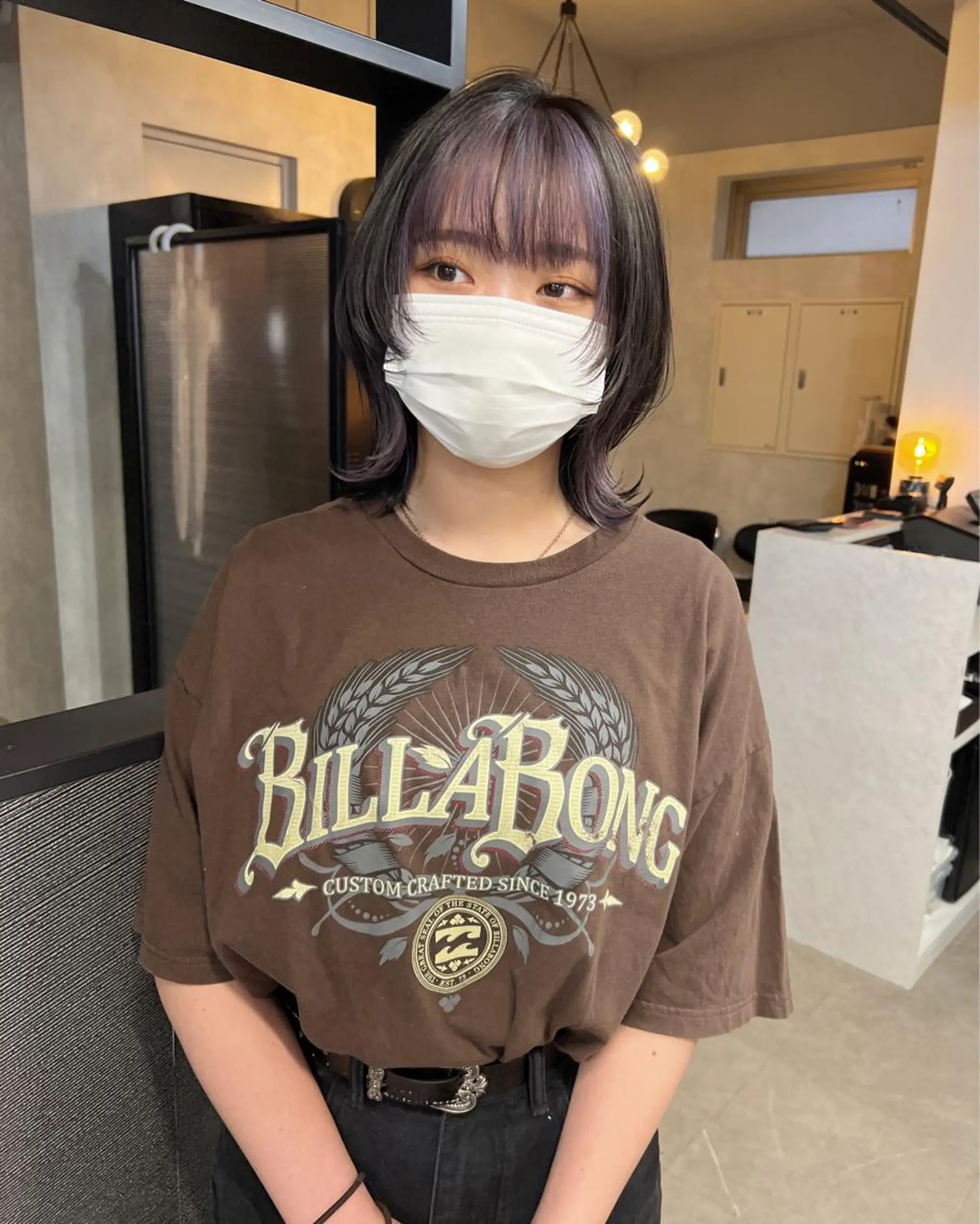 セミロング カット ヘアカラー トリートメント ブリーチ/ウルフ ハッシュカット/石山のヘアスタイル