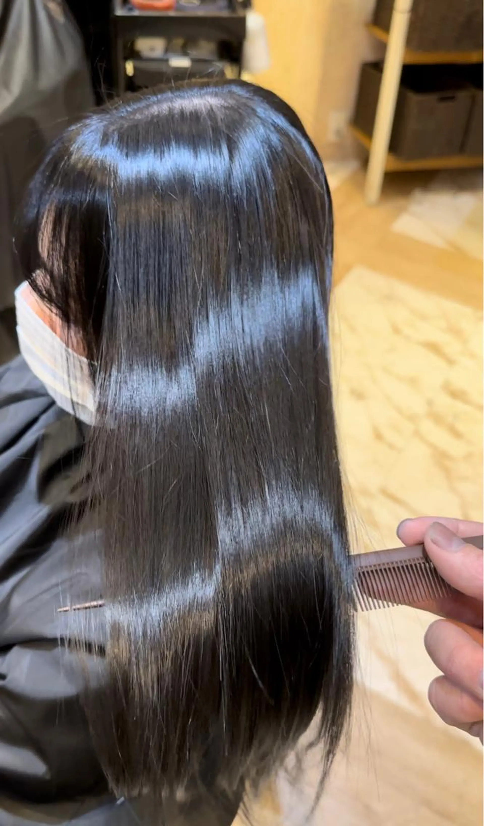 セミロング カット 縮毛矯正 トリートメント ブリーチなしダブル カラー縮毛矯正　下野のヘアスタイル