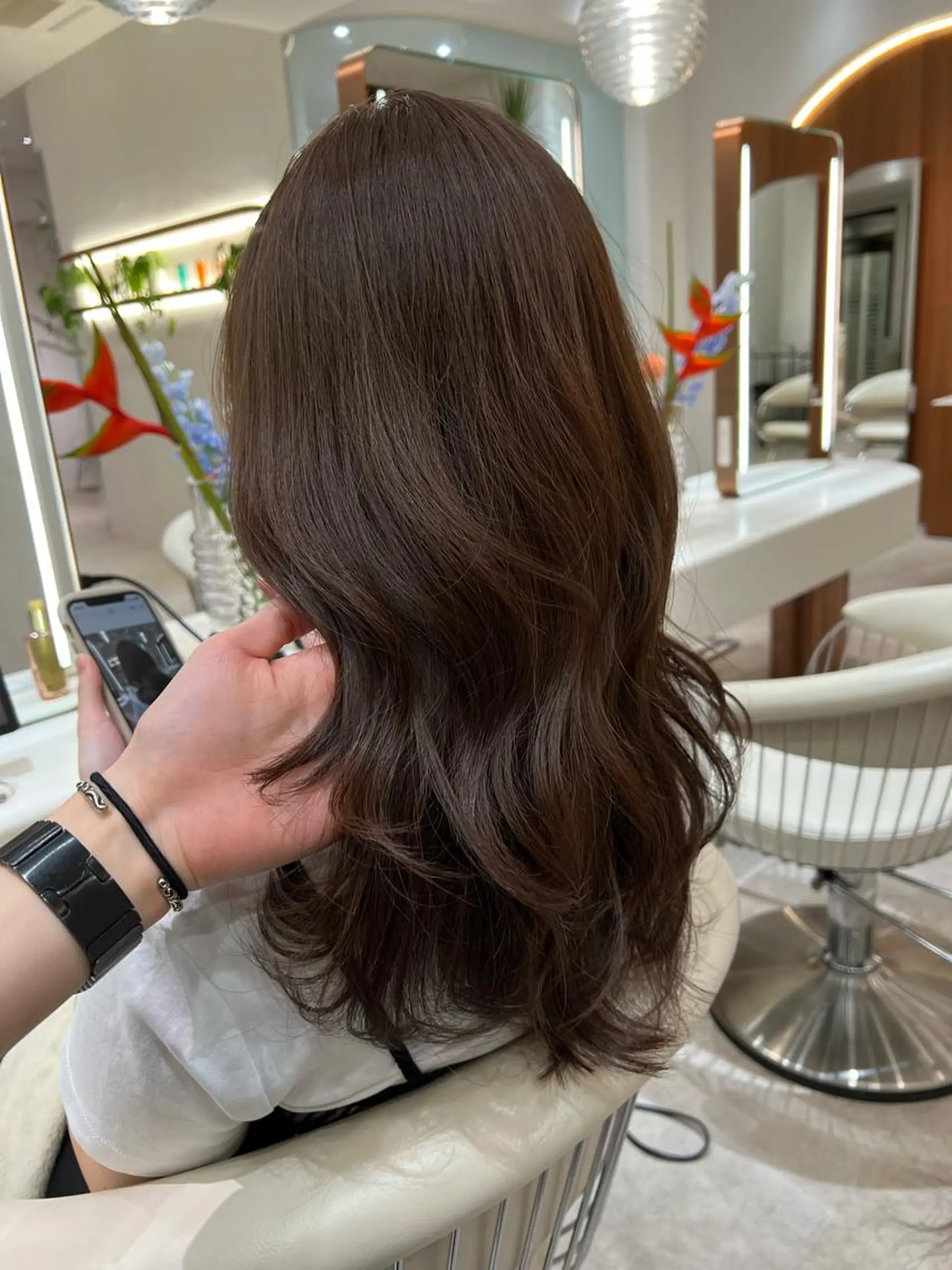 セミロング カラー ブラウンカラー くびれヘア 韓国風ヘア カット ヘアカラー トリートメント ヘアセット 韓国レイヤー🇰🇷 韓国研修◎渋谷カイトのヘアスタイル