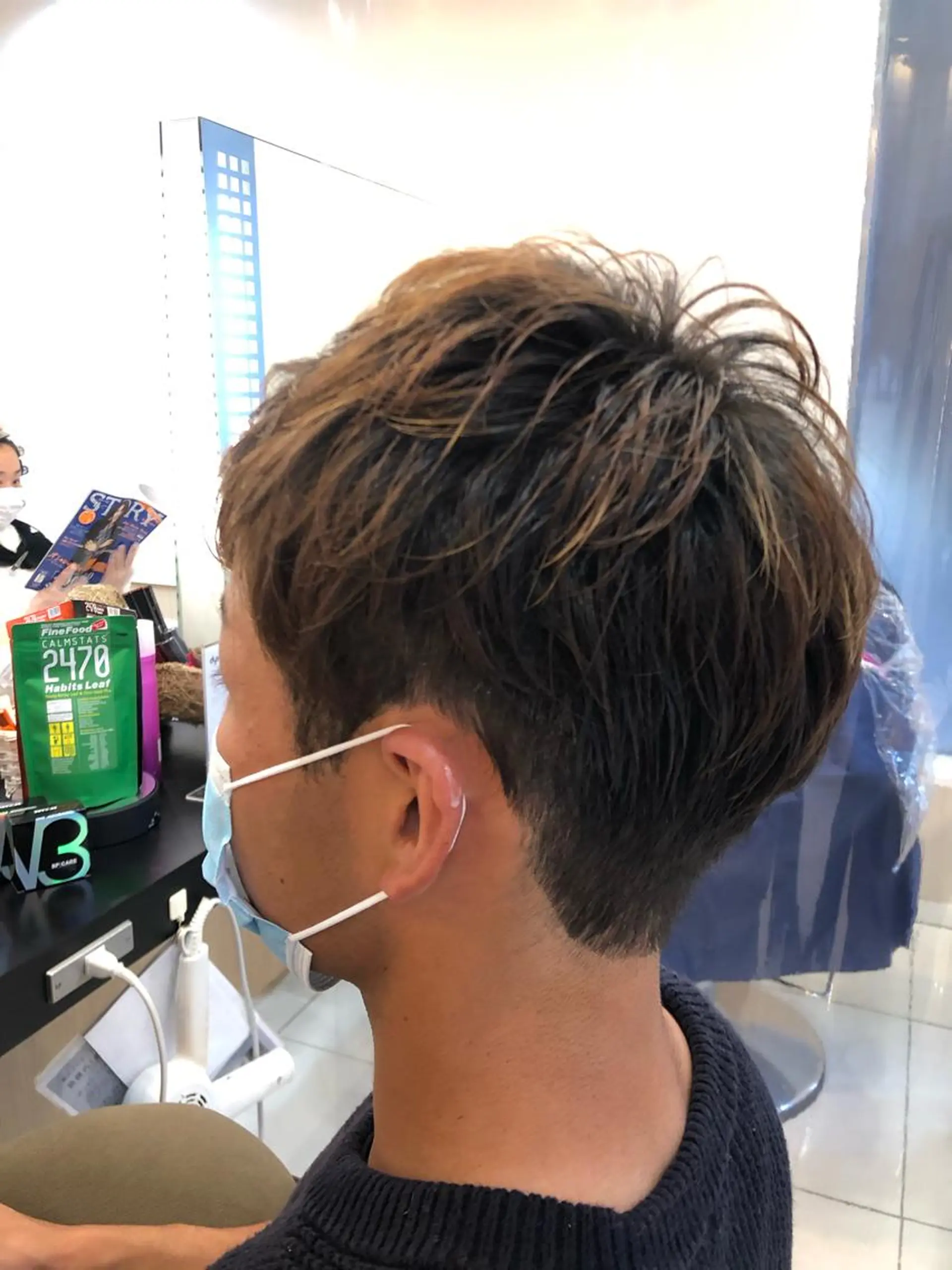 ショート カラー メンズ ショートボブ メンズパーマ アクアカラー ボブ 髪質改善 リリー /Men's/パーマのヘアスタイル