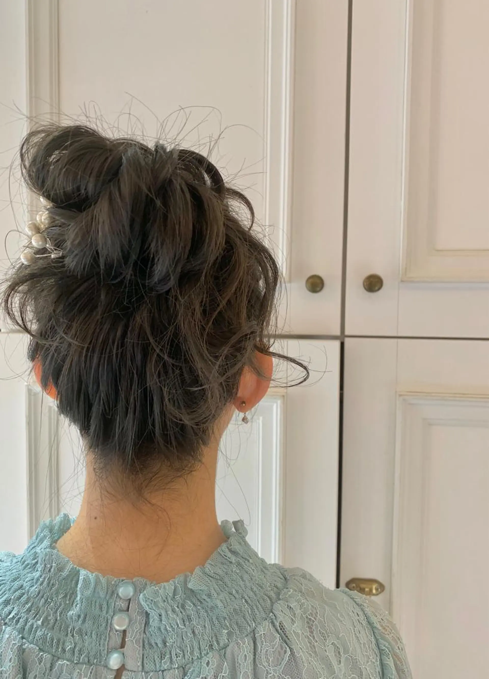 ロング カラー パーマ ヘアアレンジ アッシュ ブリーチ オリーブアッシュ fukuyasu rikaのネイルデザイン