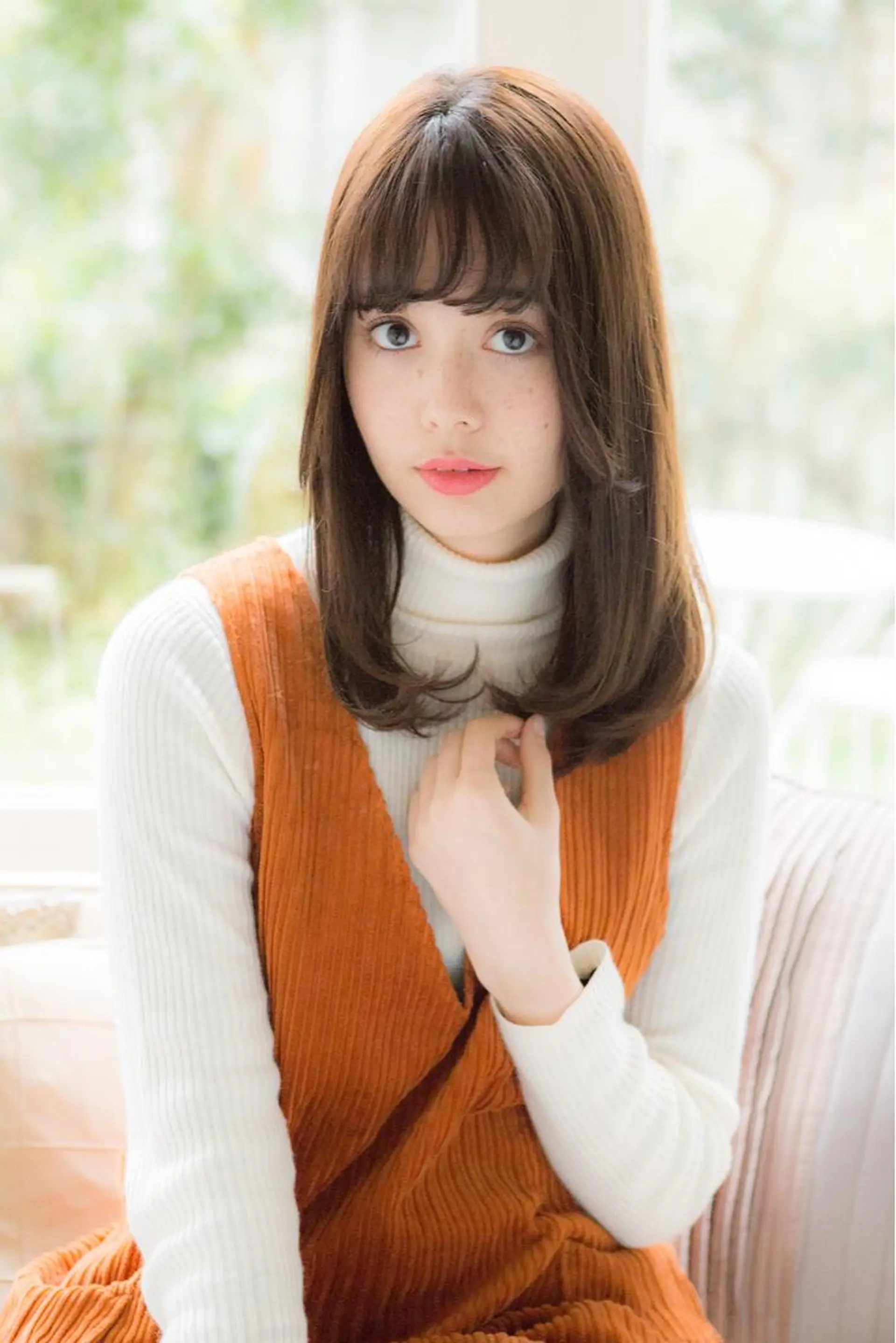 セミロング カラー 透明感/ 美髪矯正/田中恭のヘアスタイル