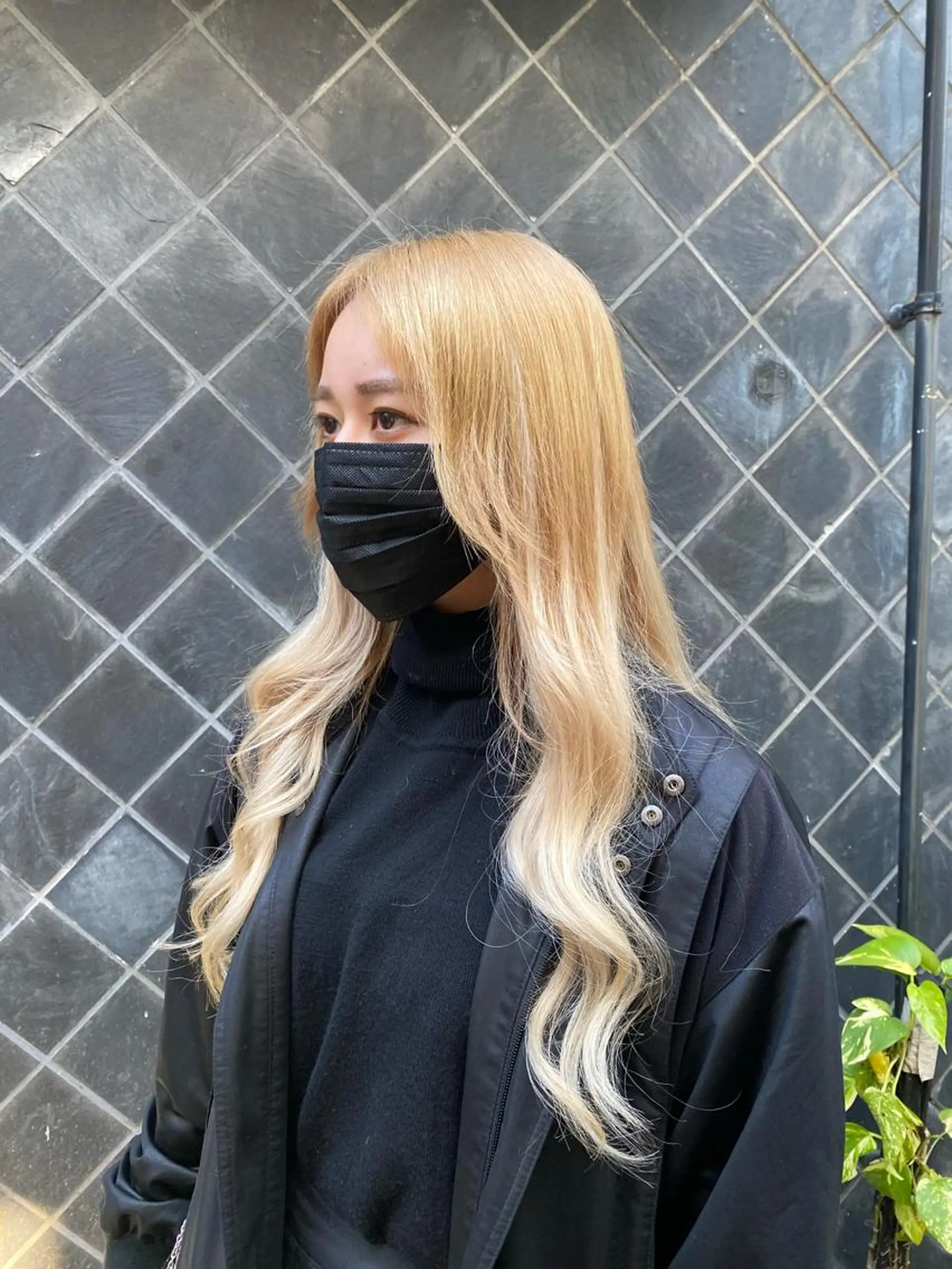 セミロング カラー ヘアアレンジ 編み込みエクステ ハイトーンカラー エクステ ヘアカラー エクステ レイヤーウルフ エクステ磯部のヘアスタイル