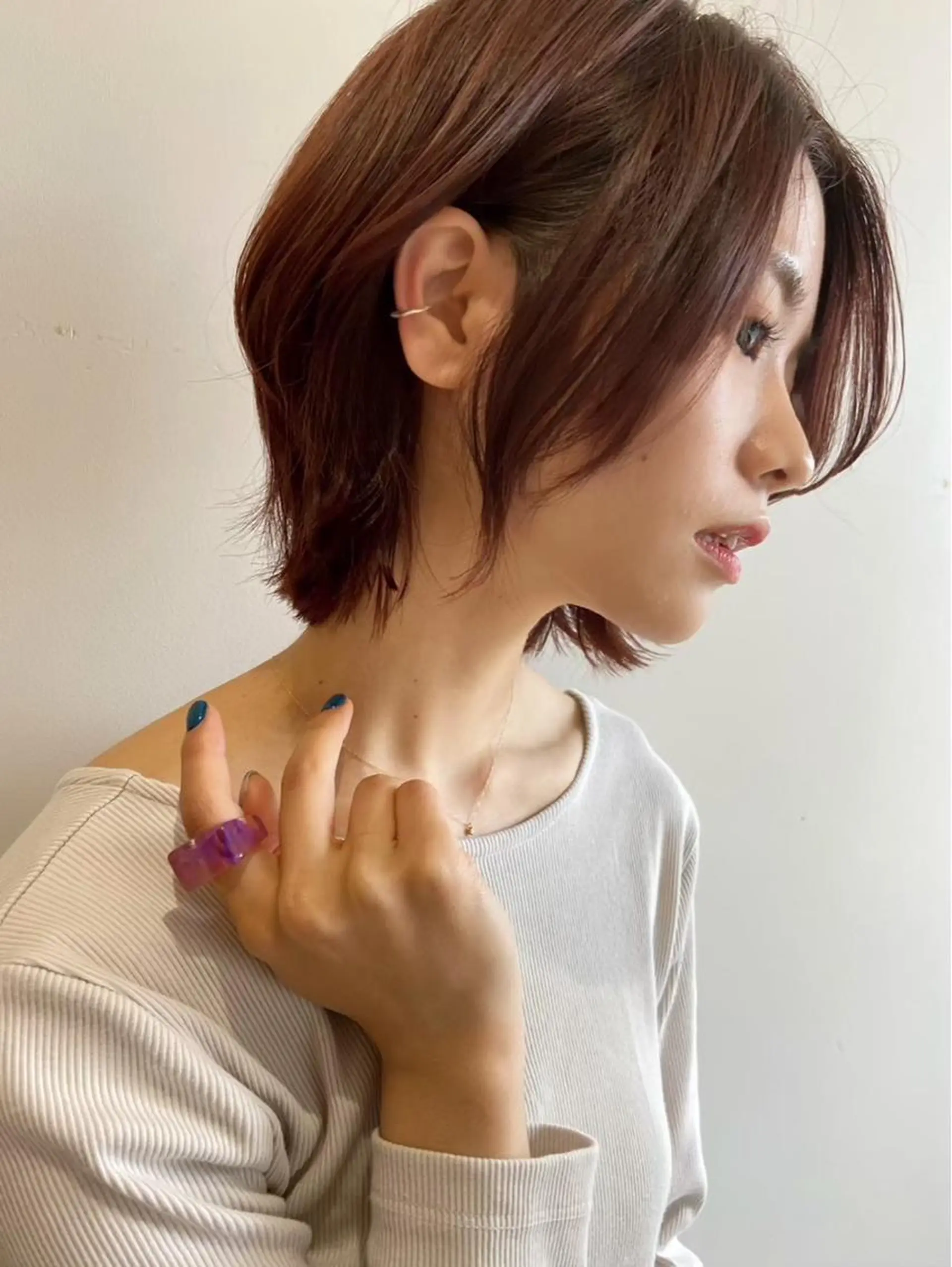 ショート カラー ショートボブ ブラウンカラー マロンブラウン オレンジ オレンジブラウン 透明感/レイヤー/ 姫カット Fukuのヘアスタイル