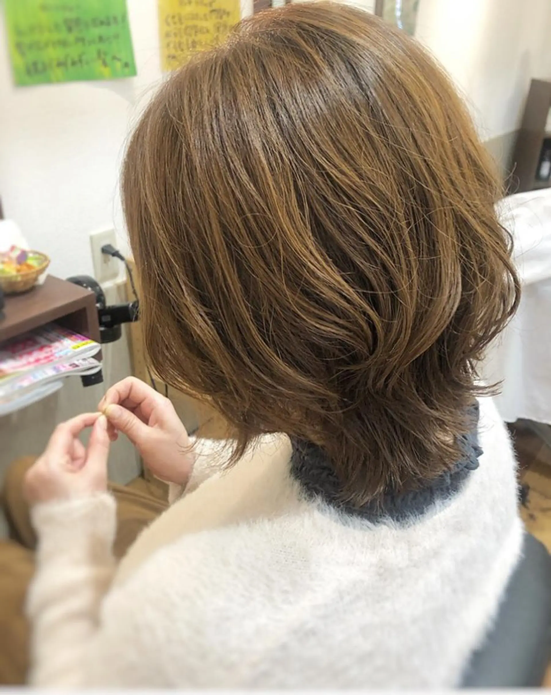 ミディアム カラー パーマ ヘアセット MOLLA 浅香山店所属・谷口ゆめ/縮毛矯正/ 大人女子/眉ワックスのヘアスタイル