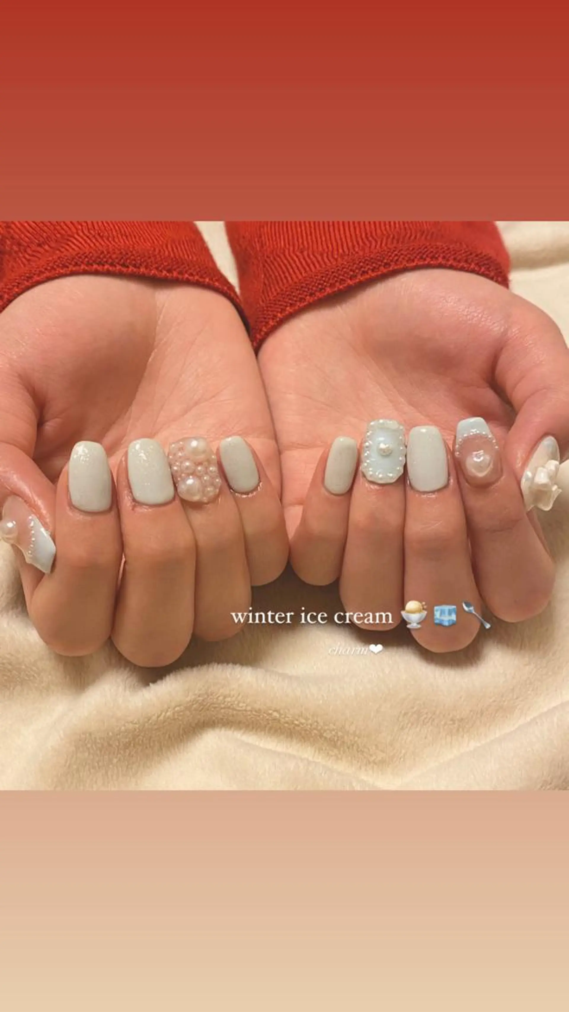 ネイル ガーリー 水色 nail salon charmのネイルデザイン