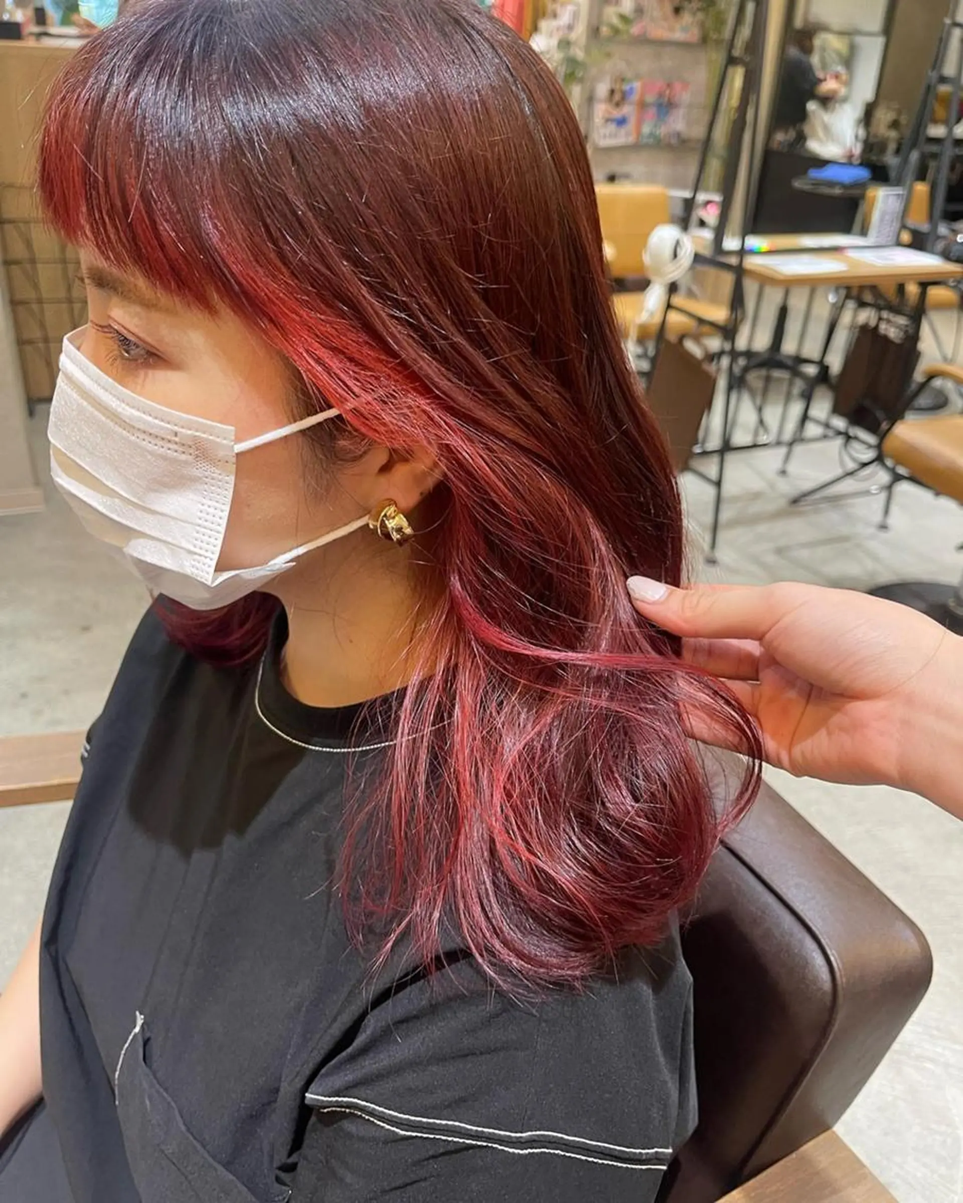 ミディアム カラー ヘアアレンジ 黒髪 ブリーチ インナーカラー 顔周りカット 髪質改善 ❥【韓国風ヘア】 stylist 林❥のエステ・リラクイメージ