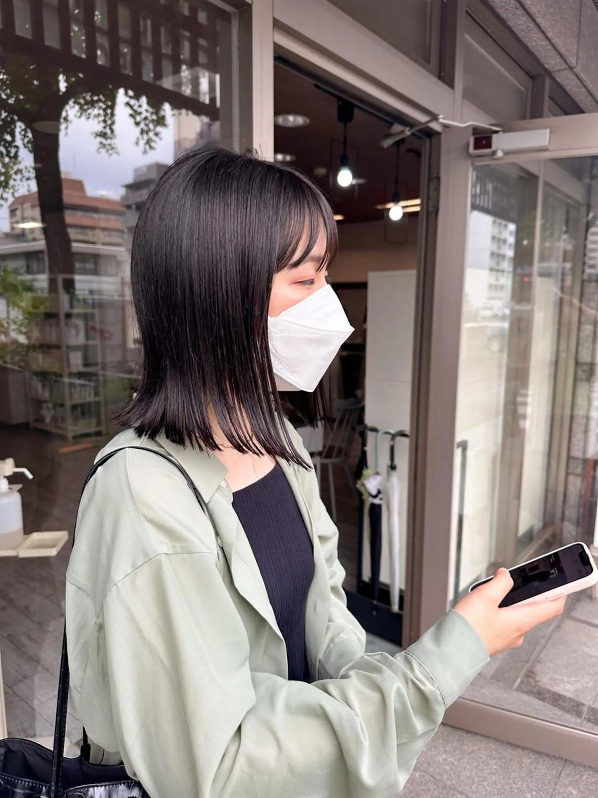 ミディアム カラー ボブ カット ヘアカラー トリートメント 高橋 みく/ minim 暖色のヘアスタイル