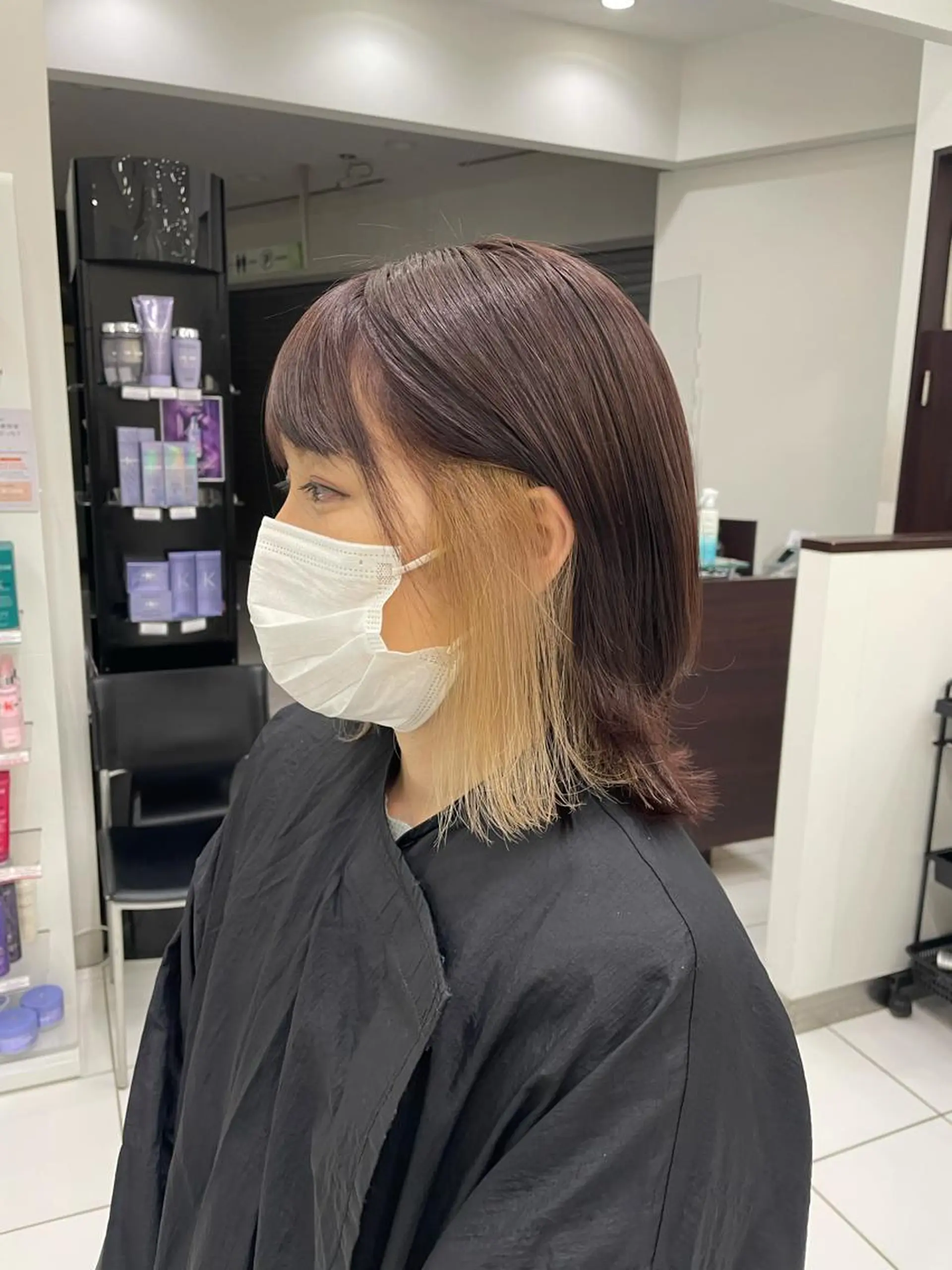 ミディアム カラー ベージュカラー ブロンド ブロンドベージュ インナーカラー 今だけカット無料✨ 表参道美容師　井出光のヘアスタイル