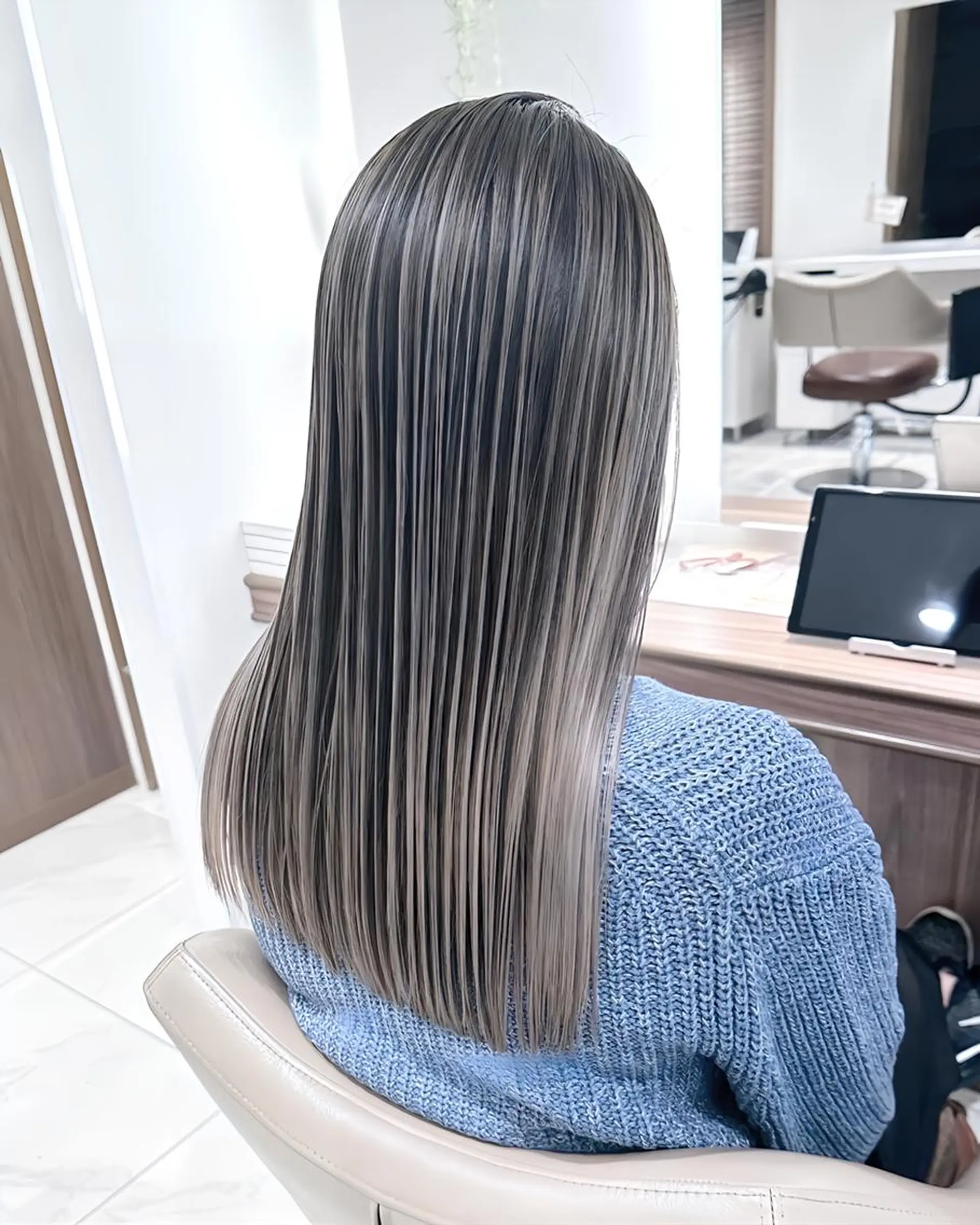 カラー ロング 髪質改善 ヘアカラー トリートメント ＡＳＨ 大宮のヘアスタイル