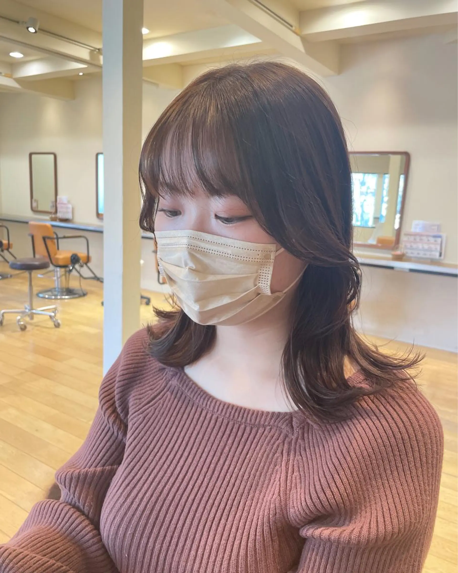 ミディアム R-5 shonandai所属・🍋透け感カラー🍃 オリーブ🍐Kahoのヘアスタイル