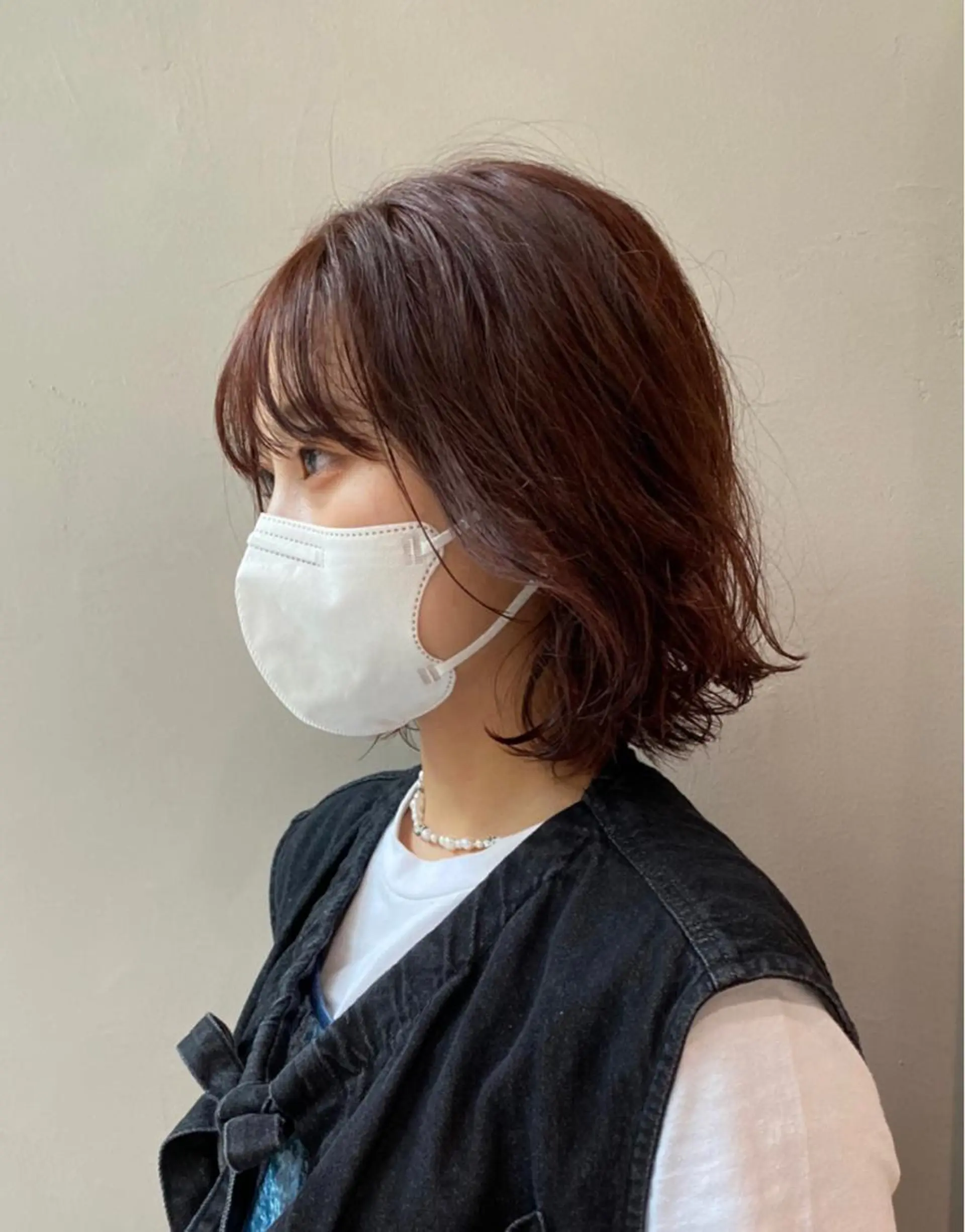 ショート ピンクブラウン ボブ 栗原 瑞稀のヘアスタイル