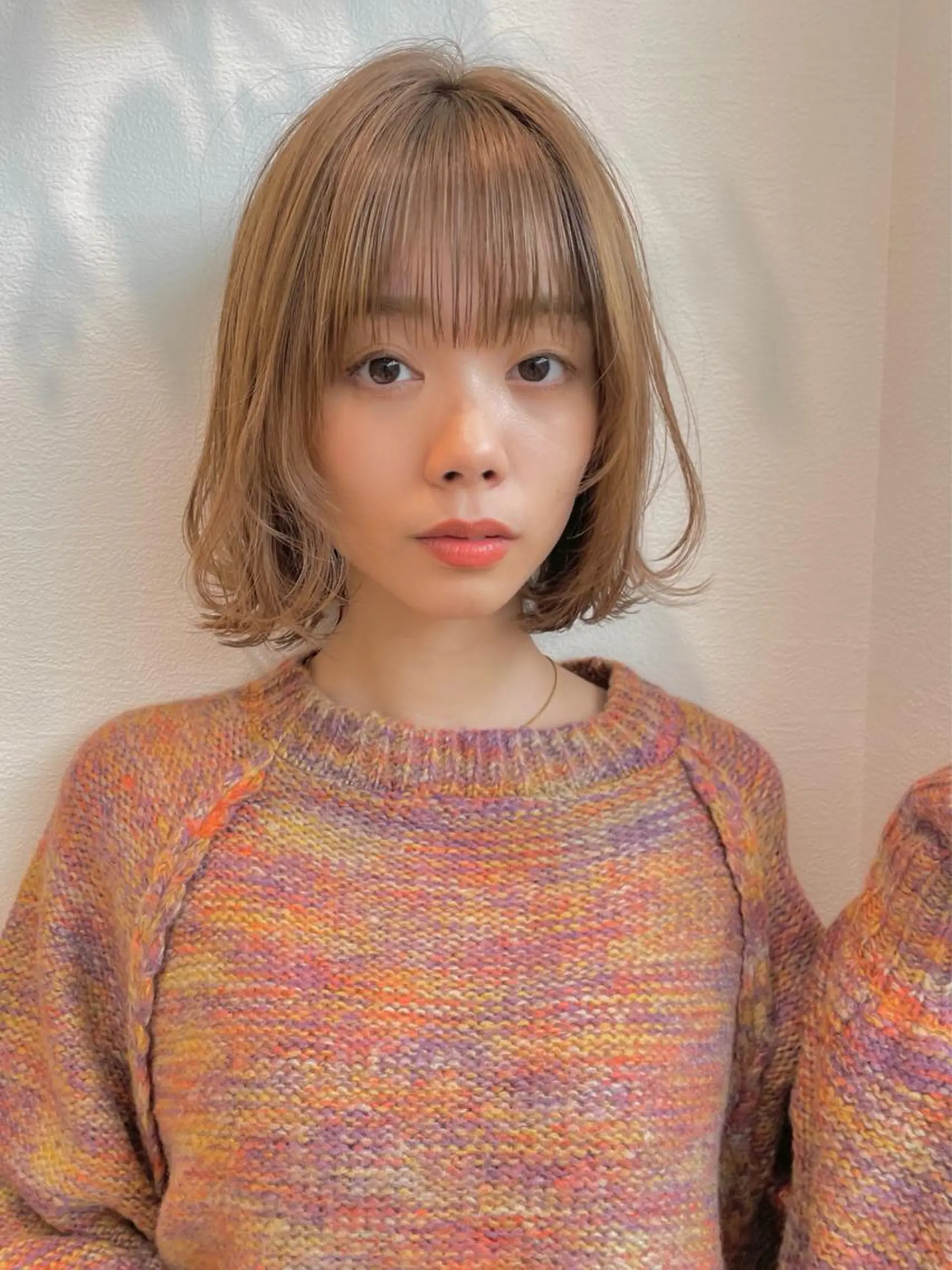 ミディアム ボブ ヘアカラー トリートメント 本田 奈穂美のヘアスタイル