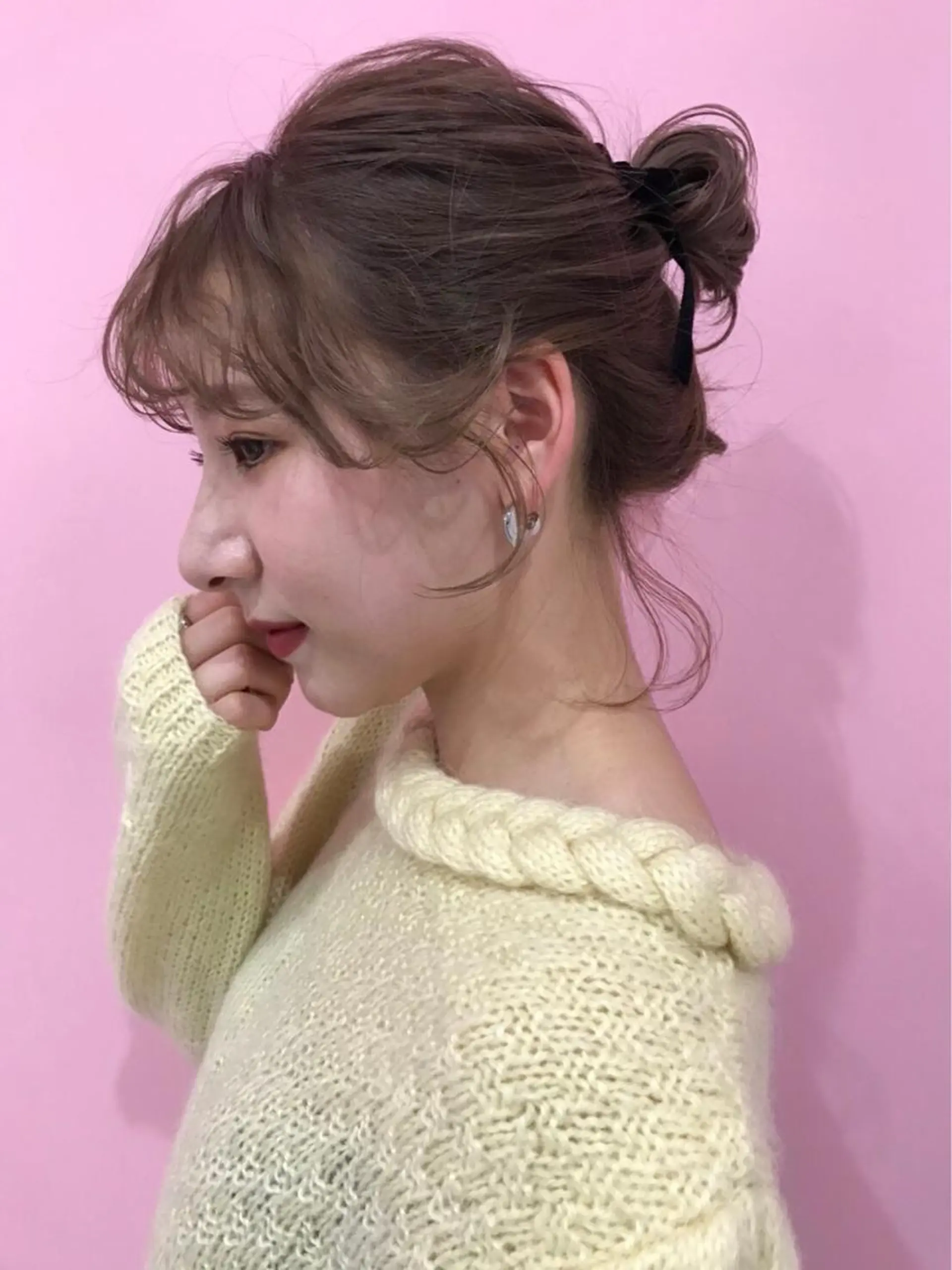 ミディアム カラー 岩田 萌那のヘアスタイル