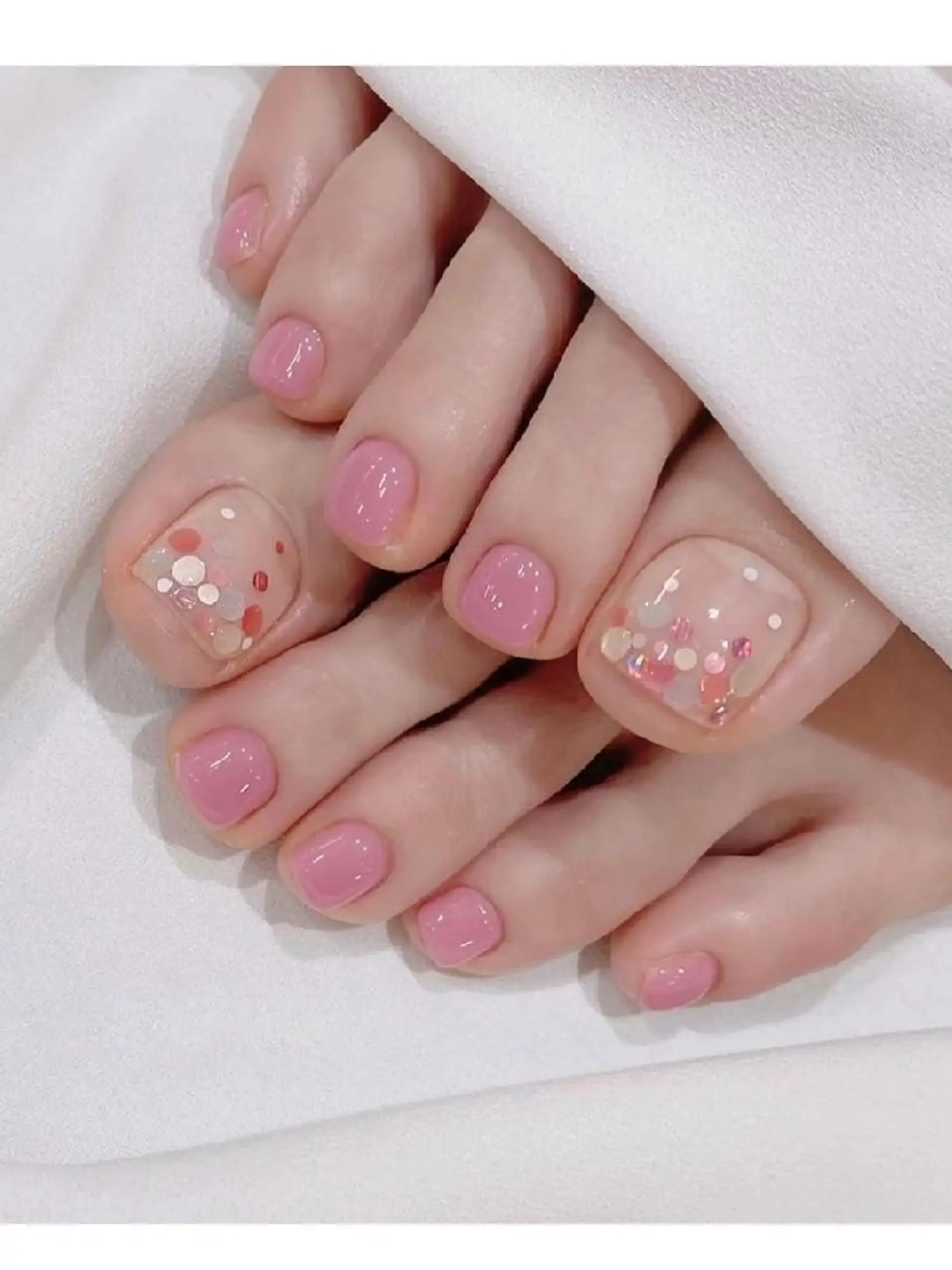 ショート ネイル ネイリストゆか💅 長さだし、深爪矯正のネイルデザイン