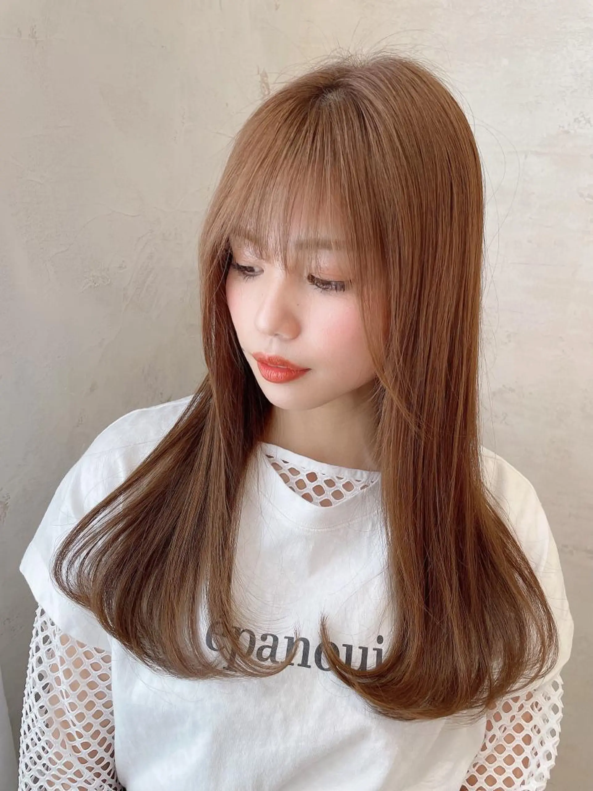 ロング 外国人風カラー 韓国風ヘア ロング 木屋元一/透明感 /レイヤー/顔まわりのヘアスタイル