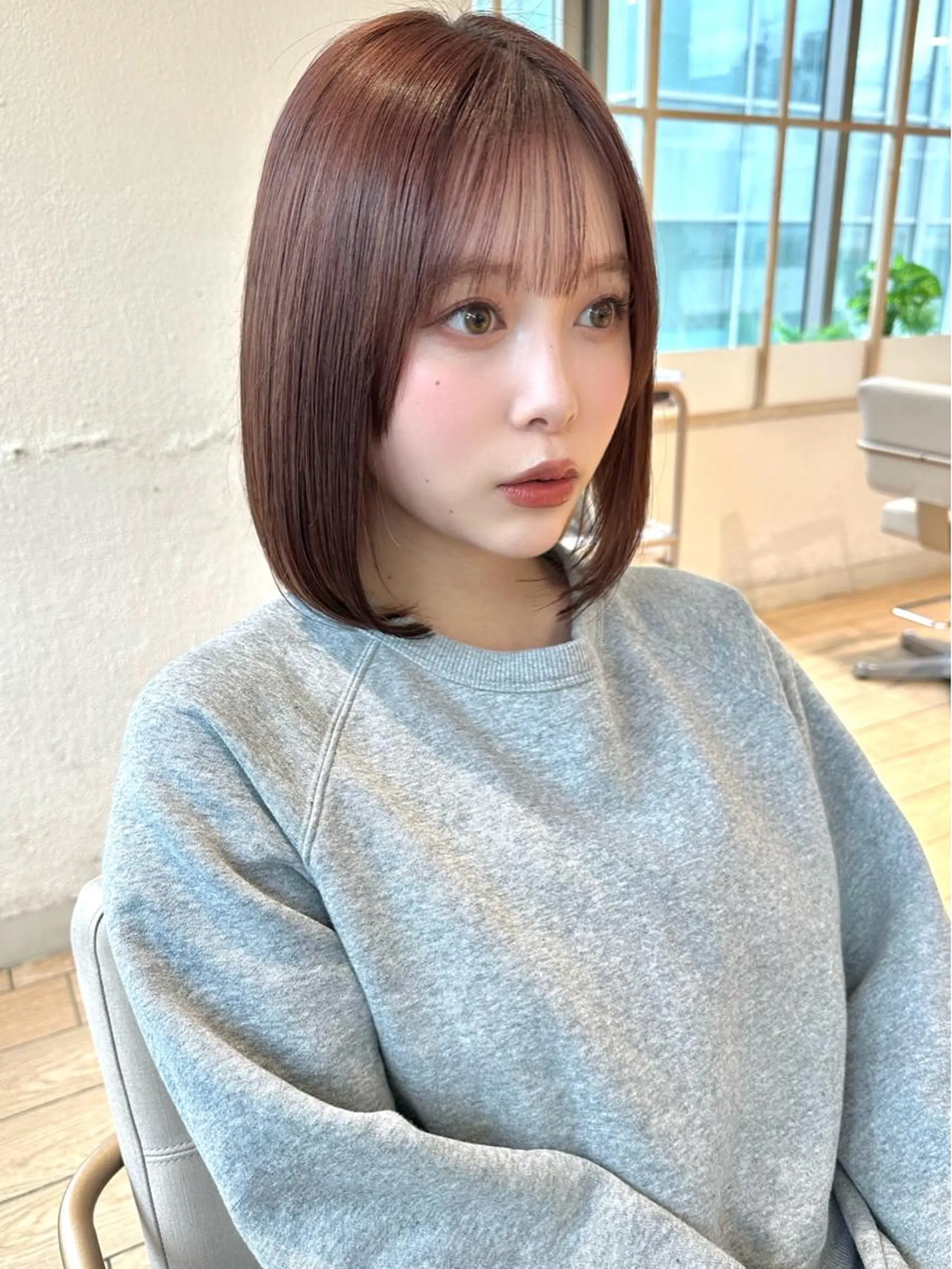 ミディアム 切りっぱなしボブ ショートボブ ボブ くびれヘア タンバルモリ カット ヘアカラー トリートメント 市原 大翼のヘアスタイル